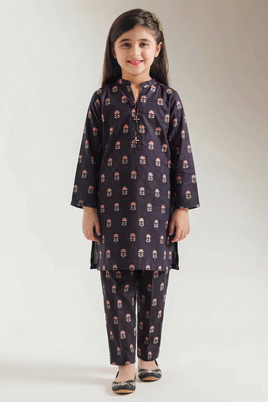 Stitched Cotton Jacquard Shirt For Kids - Image 2