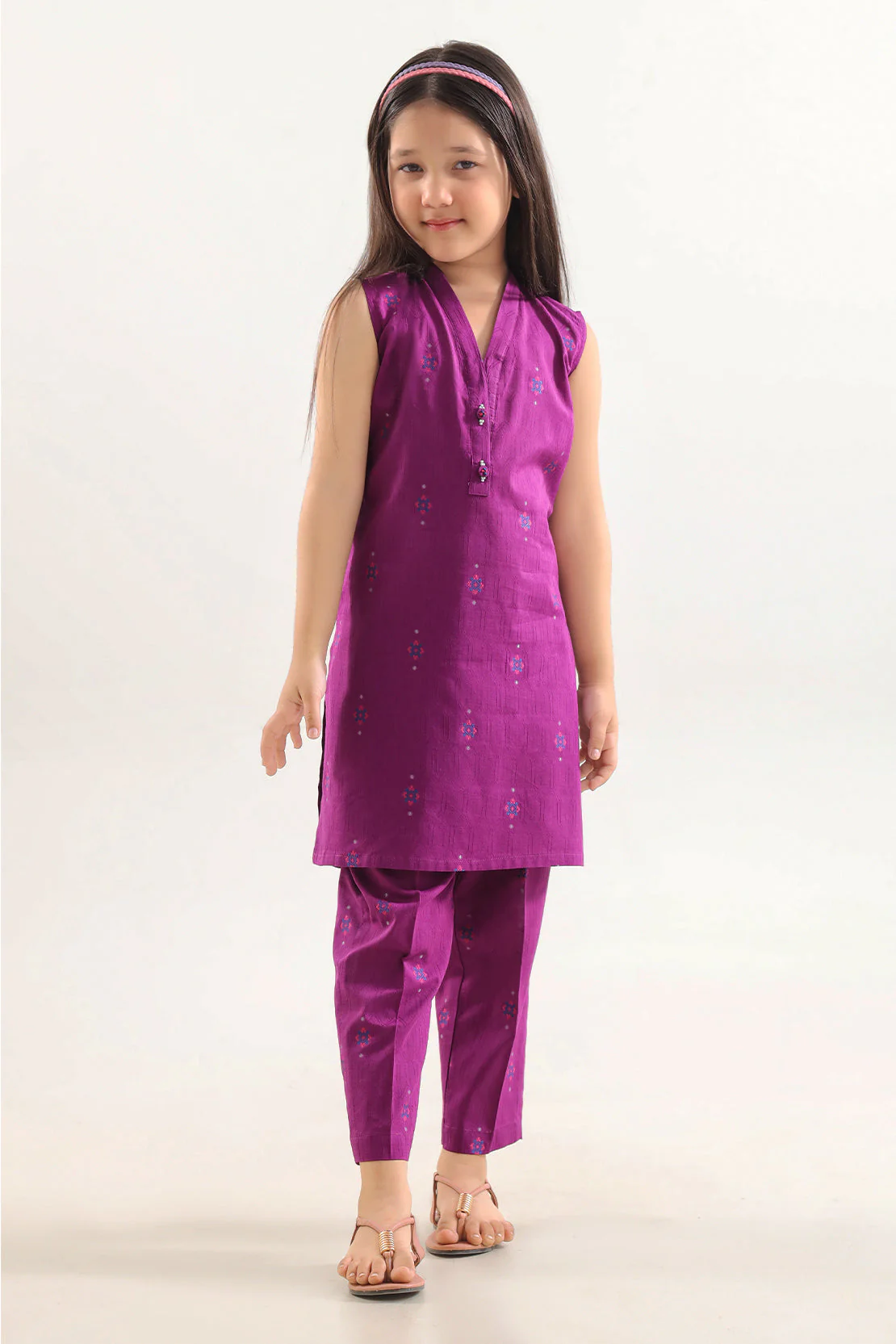 Stitched Cotton Jacquard Shirt For Kids