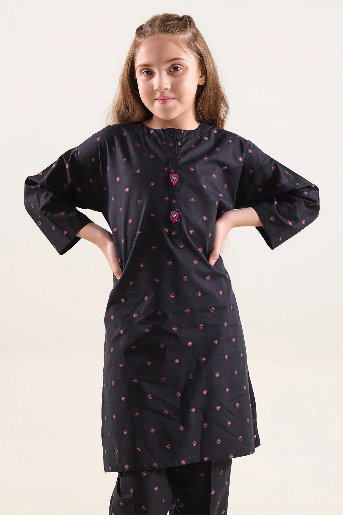 Stitched Cotton Jacquard Shirt For Kids - Image 2