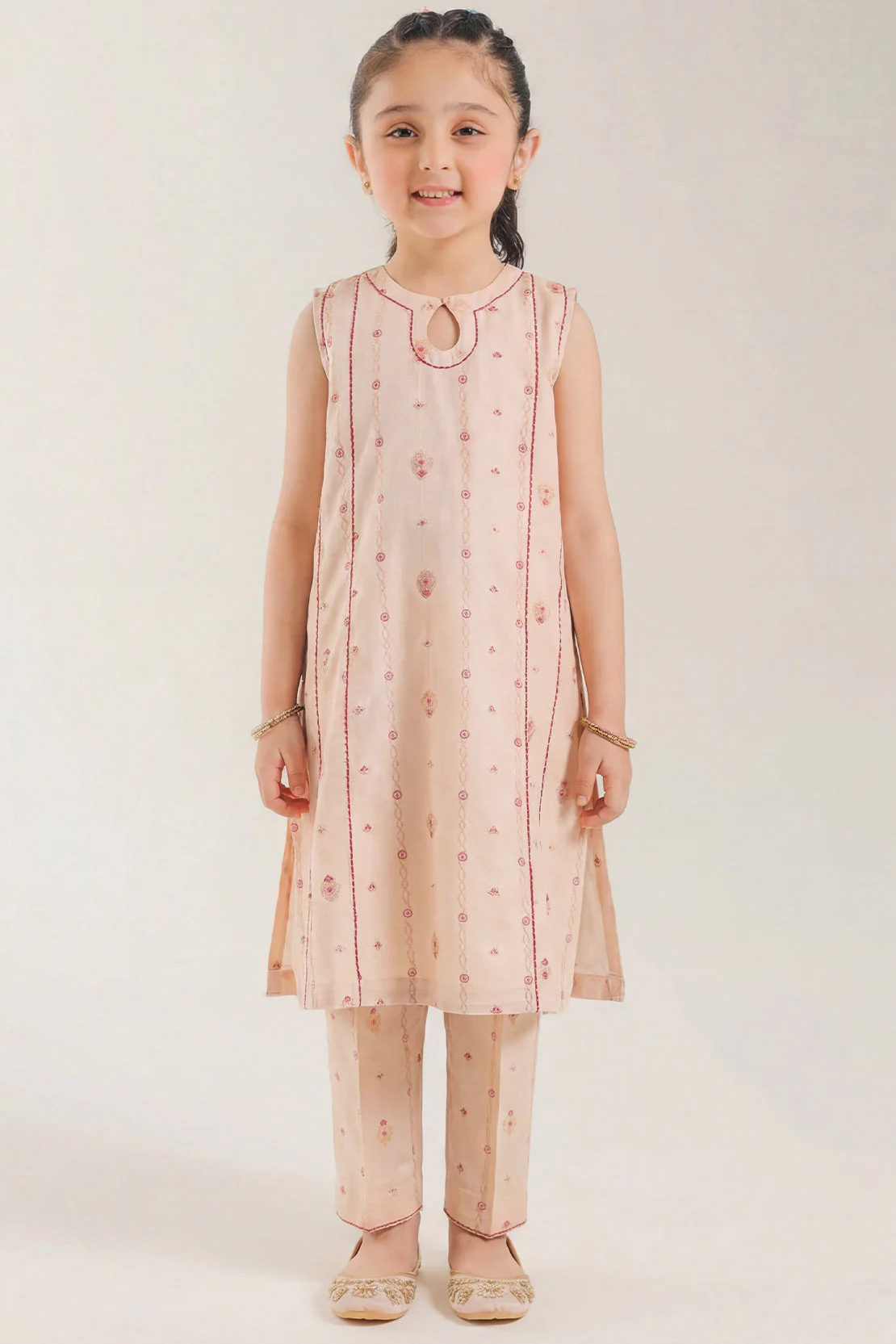 Stitched Cotton Jacquard Shirt For Kids