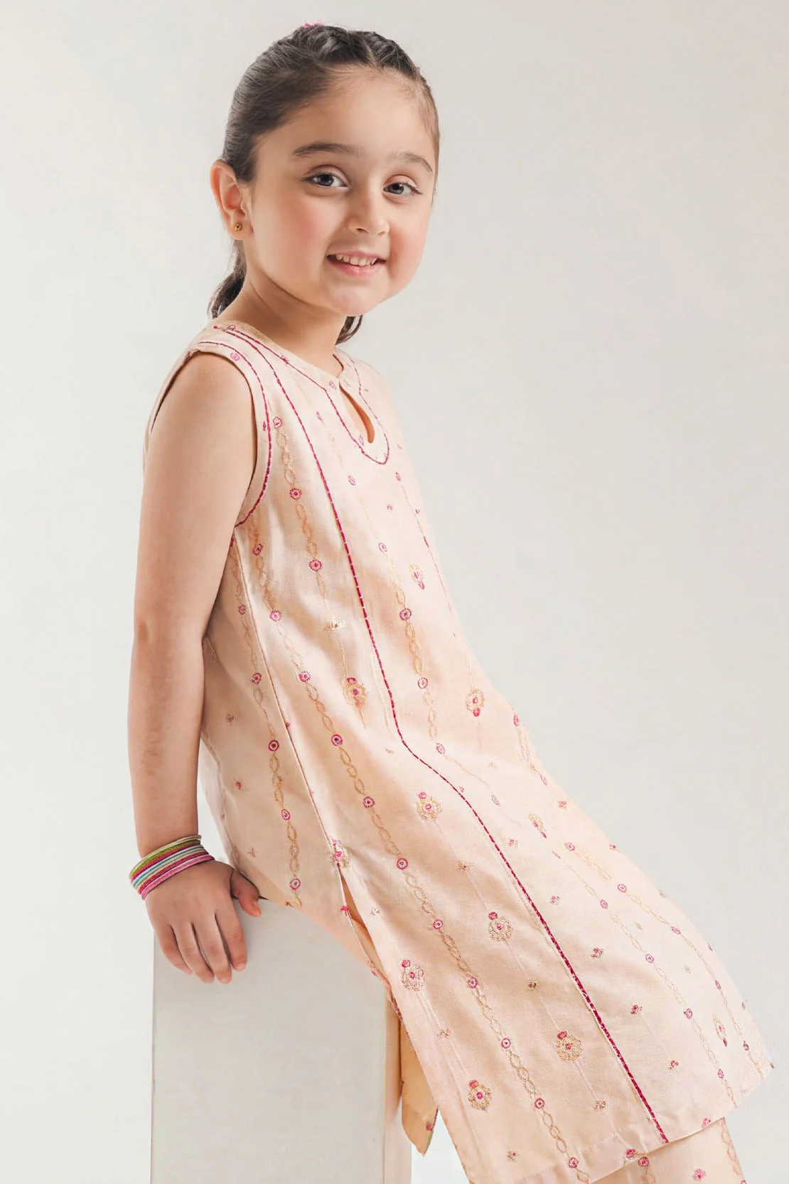 Stitched Cotton Jacquard Shirt For Kids - Image 2