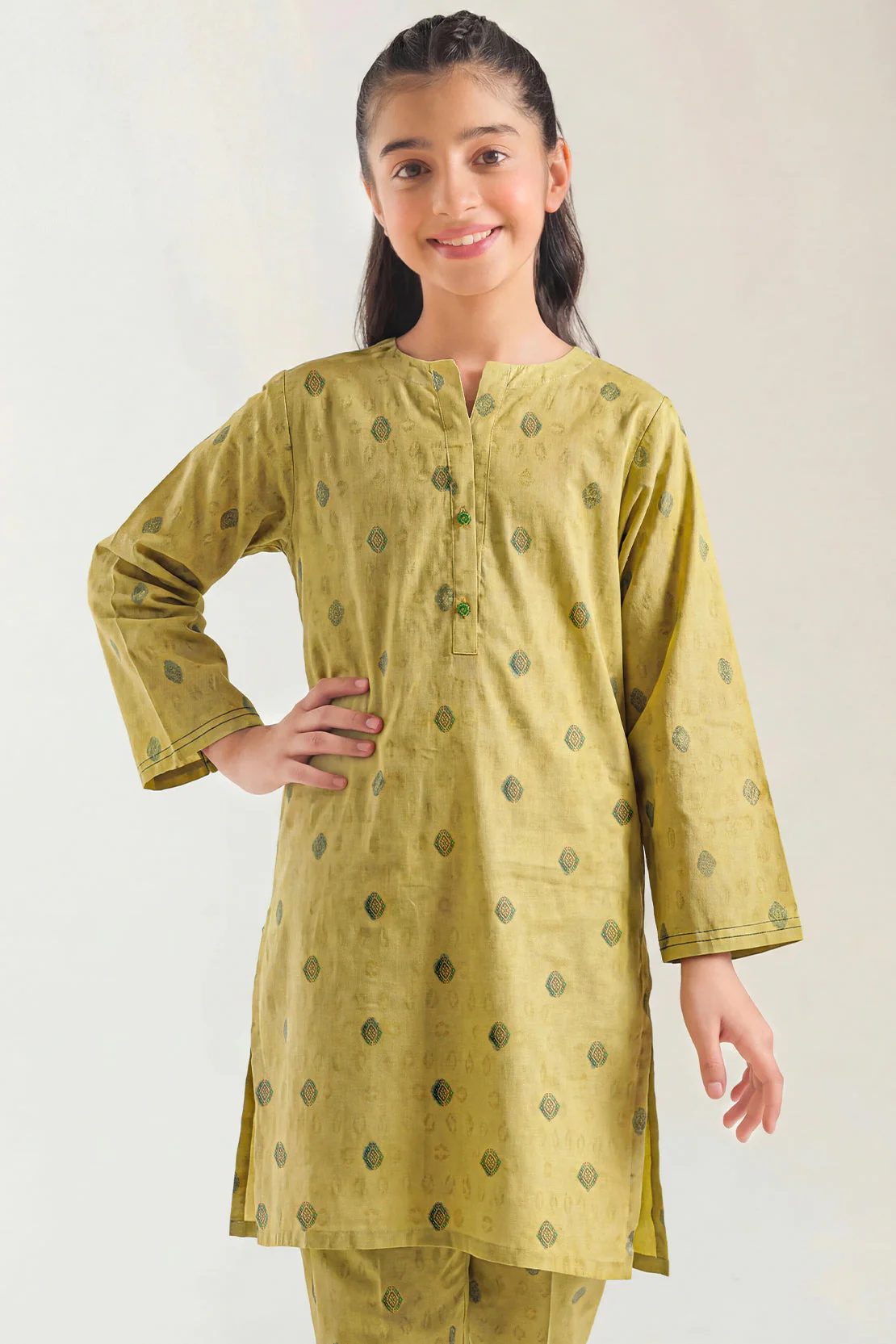 Stitched Cotton Jacquard Shirt For Kids - Image 3
