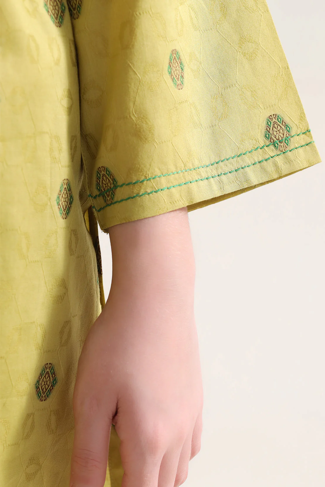 Stitched Cotton Jacquard Shirt For Kids - Image 6
