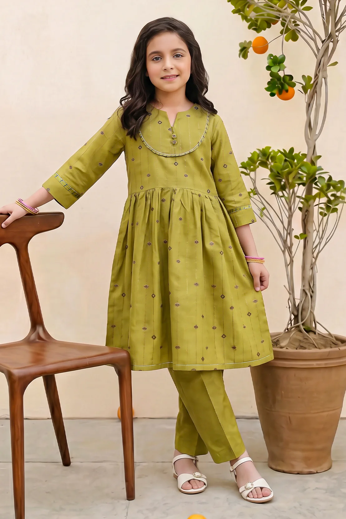 Stitched Cotton jacquard Shirt For Kids