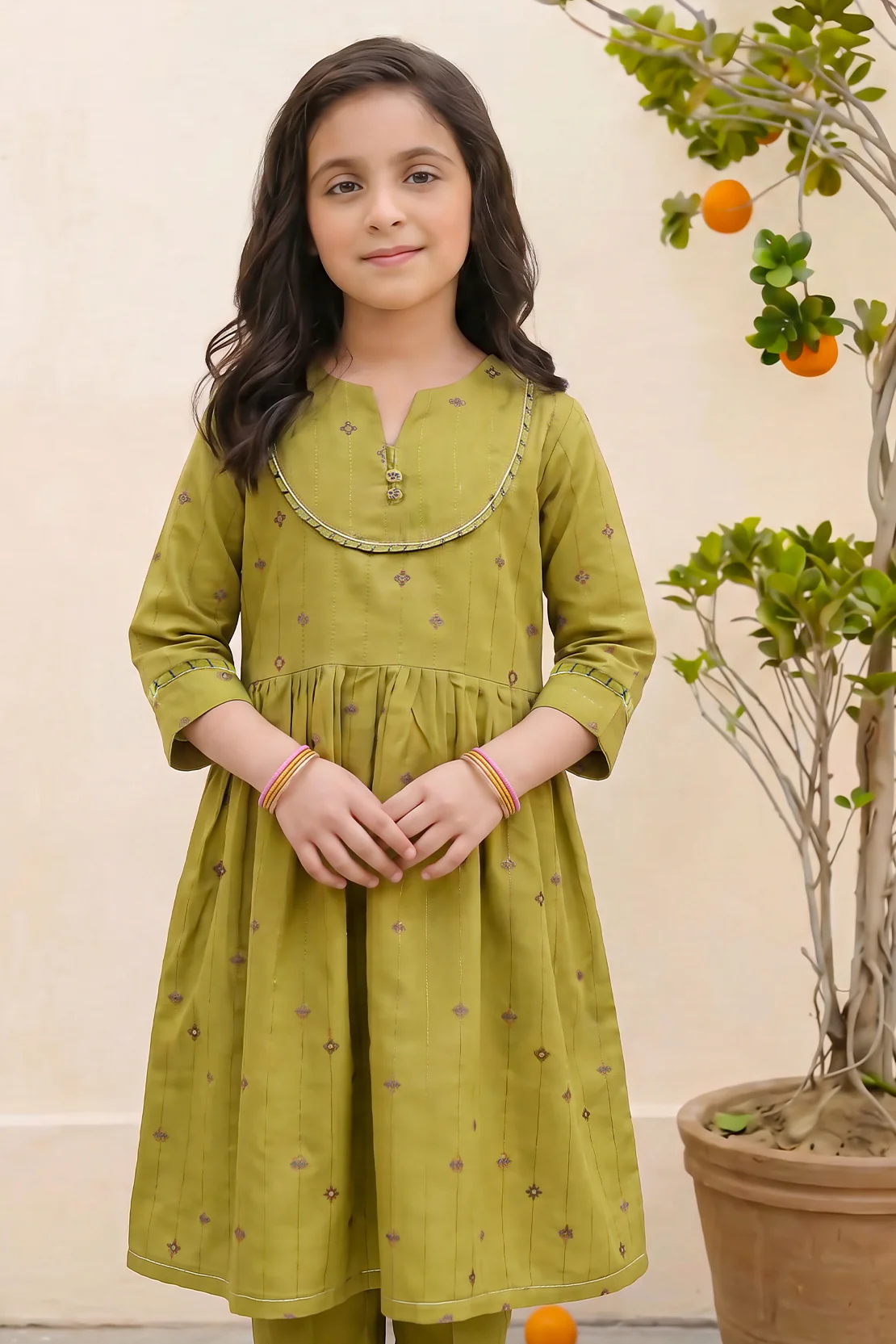 Stitched Cotton jacquard Shirt For Kids - Image 2