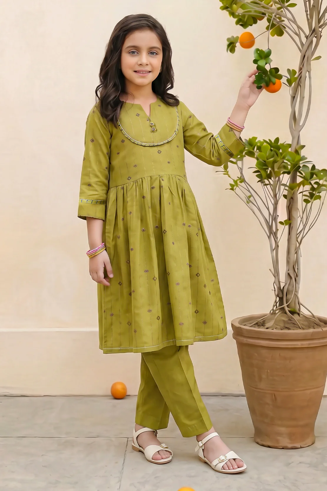 Stitched Cotton jacquard Shirt For Kids - Image 3