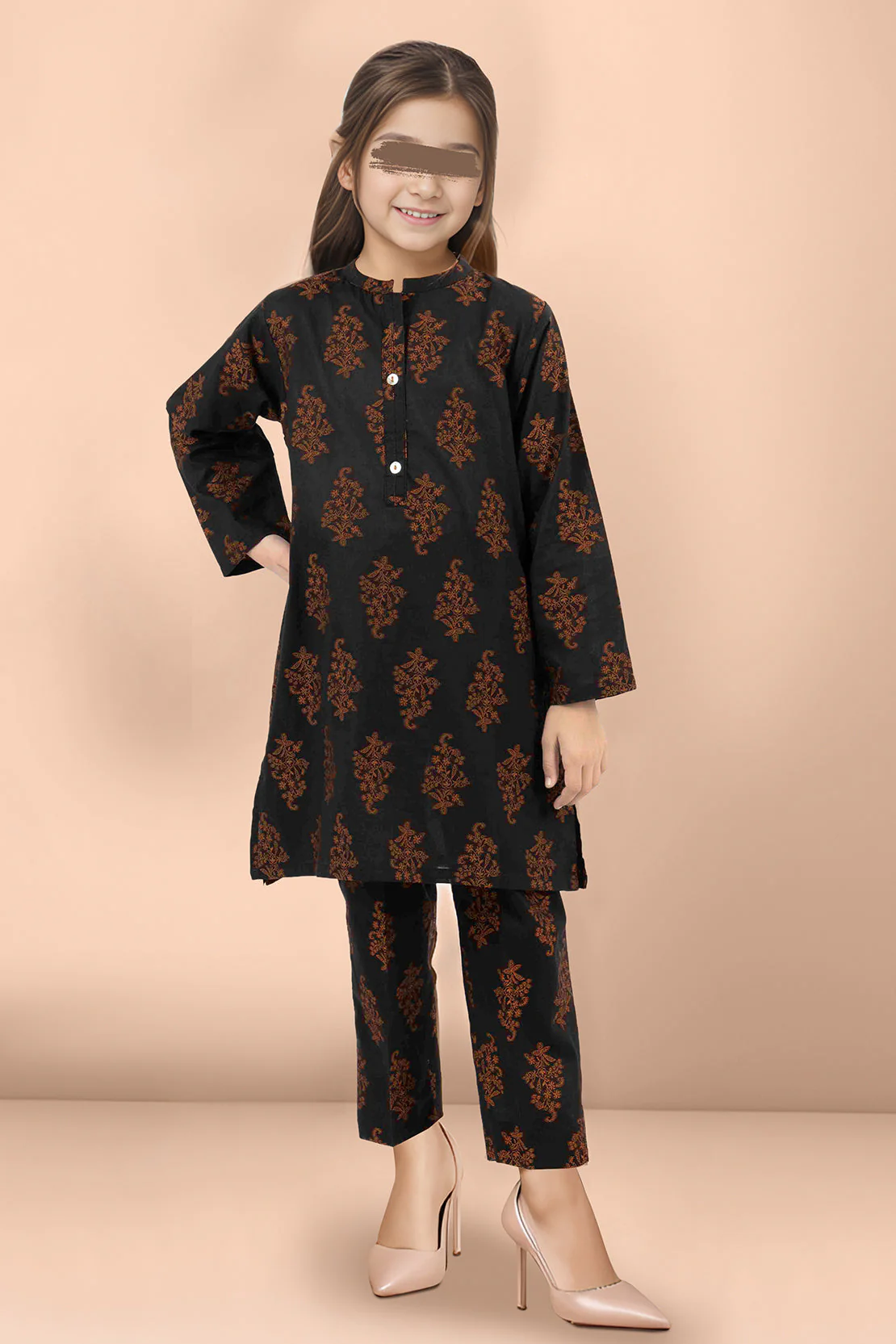 Stitched Cotton Jacquard Shirt/trouser For Kids