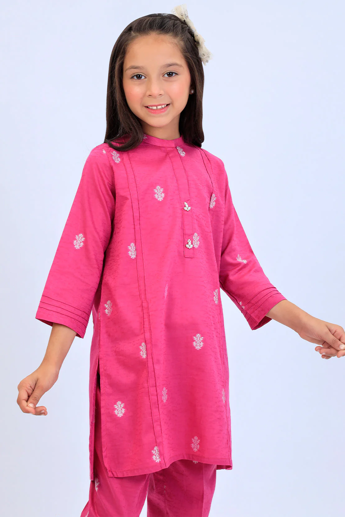 Stitched Cotton Jacquard Shirt/trouser For Kids - Image 2