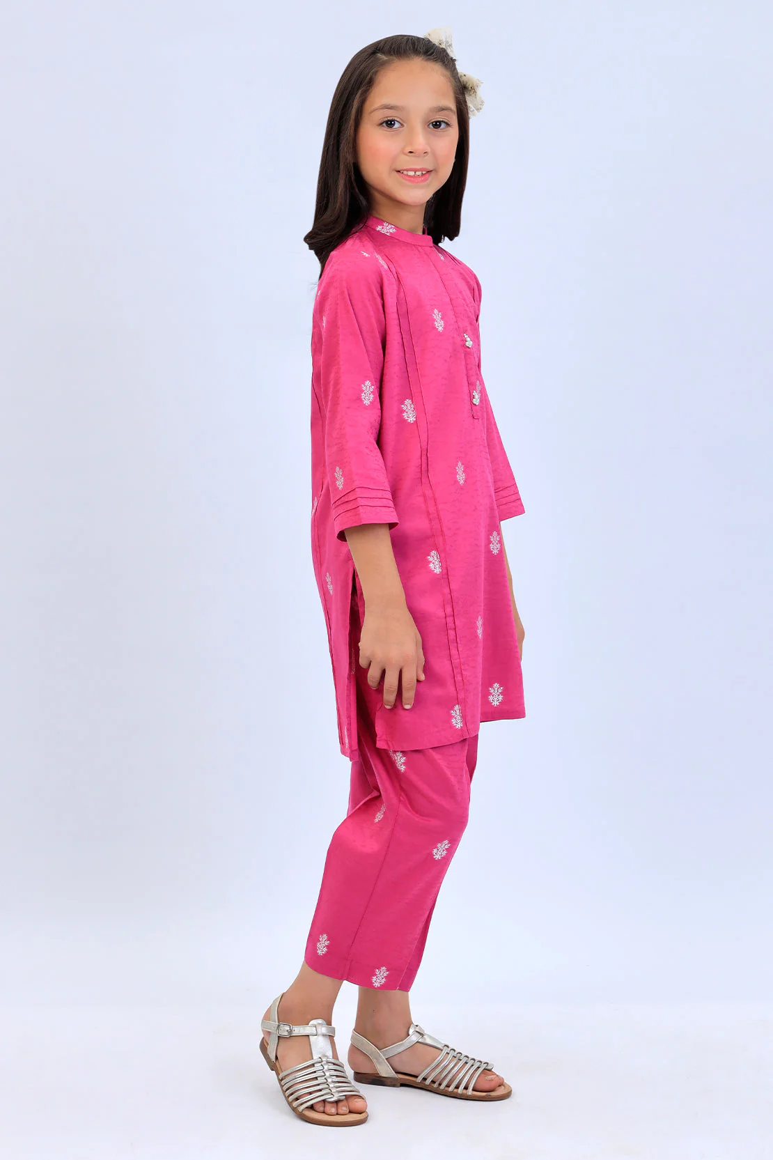 Stitched Cotton Jacquard Shirt/trouser For Kids - Image 4