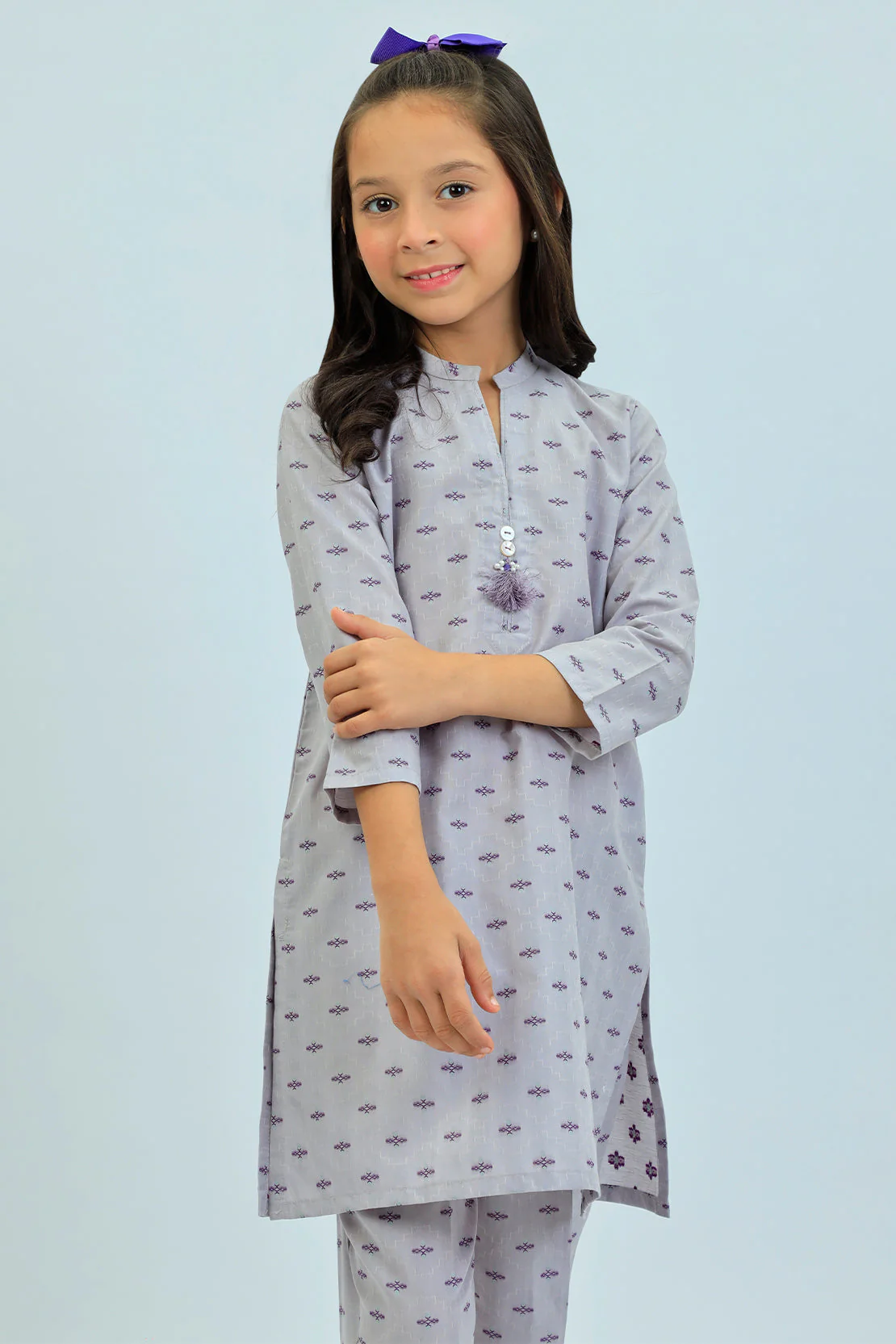 Stitched Cotton Jacquard Shirt/trouser For Kids - Image 2