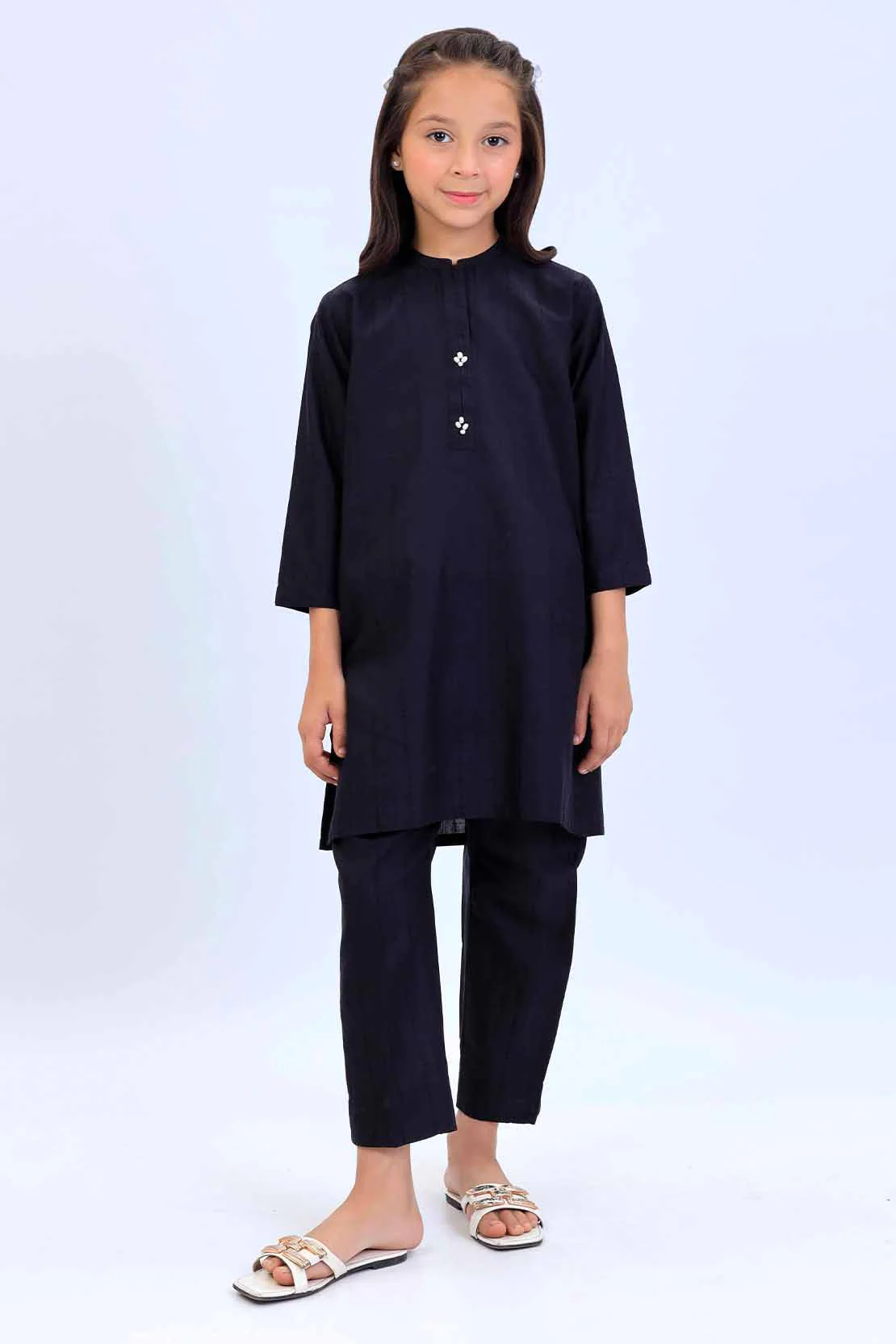 Stitched Cotton Jacquard Shirt/trouser For Kids - Image 2
