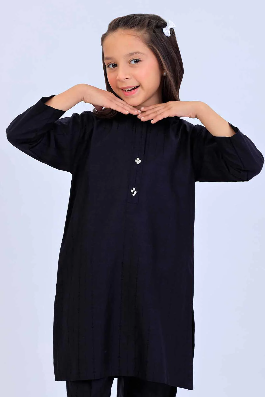 Stitched Cotton Jacquard Shirt/trouser For Kids - Image 4