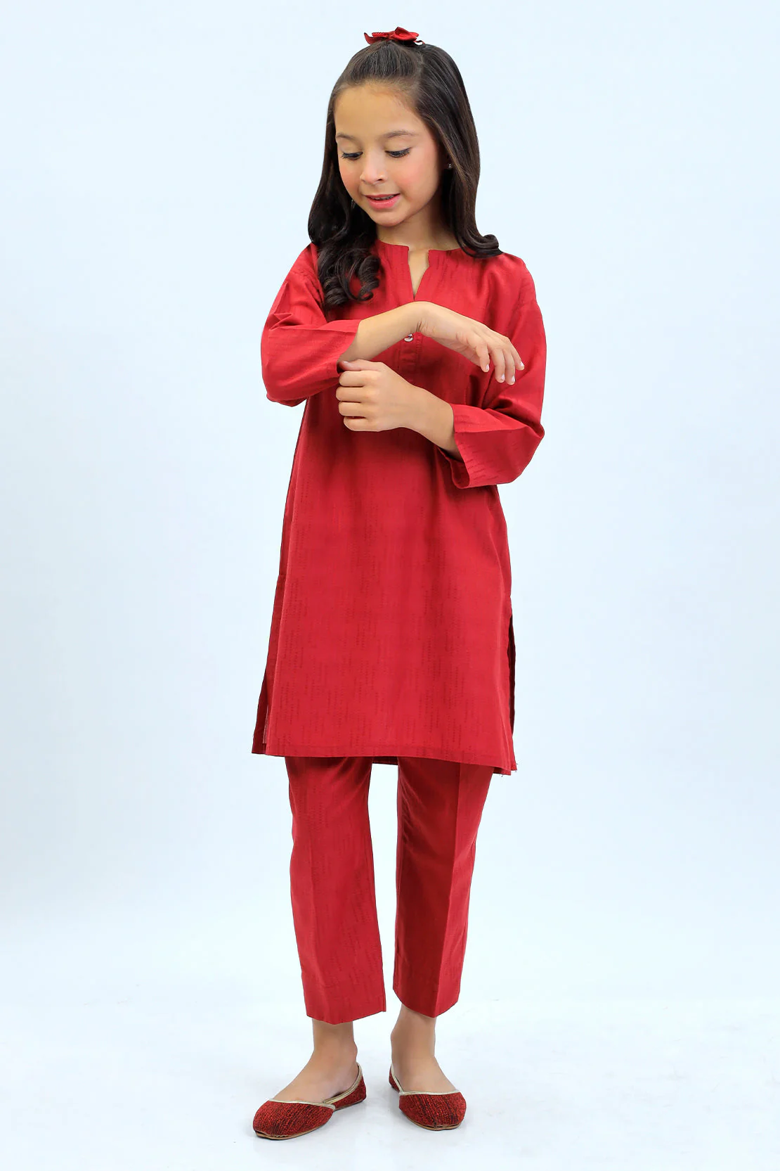 Stitched Cotton Jacquard Shirt/trouser For Kids - Image 3