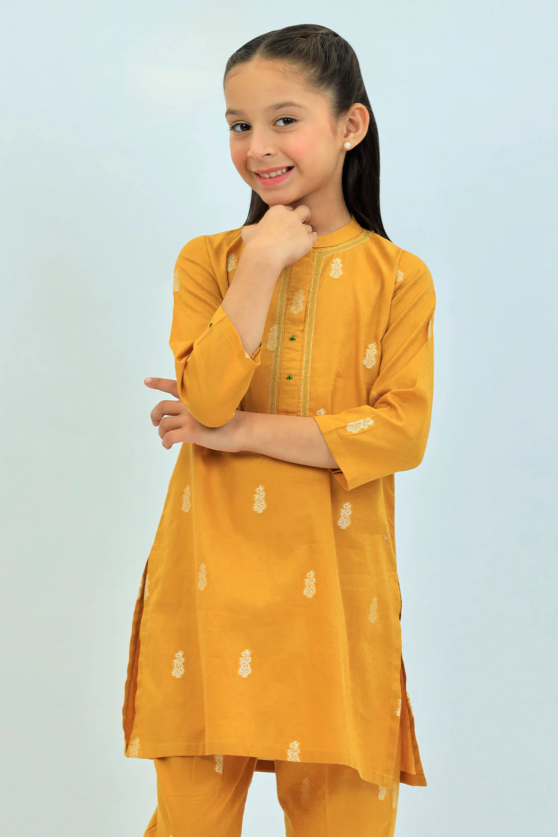 Stitched Cotton Jacquard Shirt/trouser For Kids - Image 2