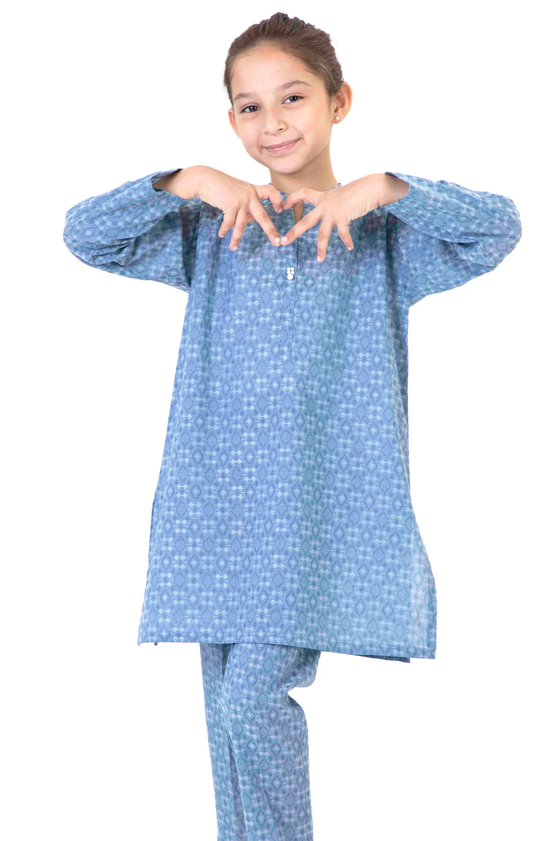 Stitched Cotton Jacquard Shirt/trouser For Kids - Image 2