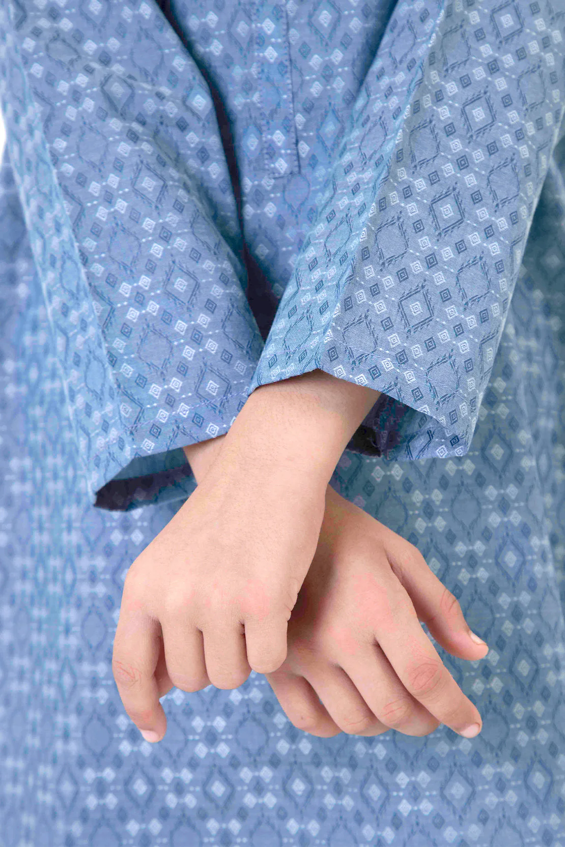 Stitched Cotton Jacquard Shirt/trouser For Kids - Image 4