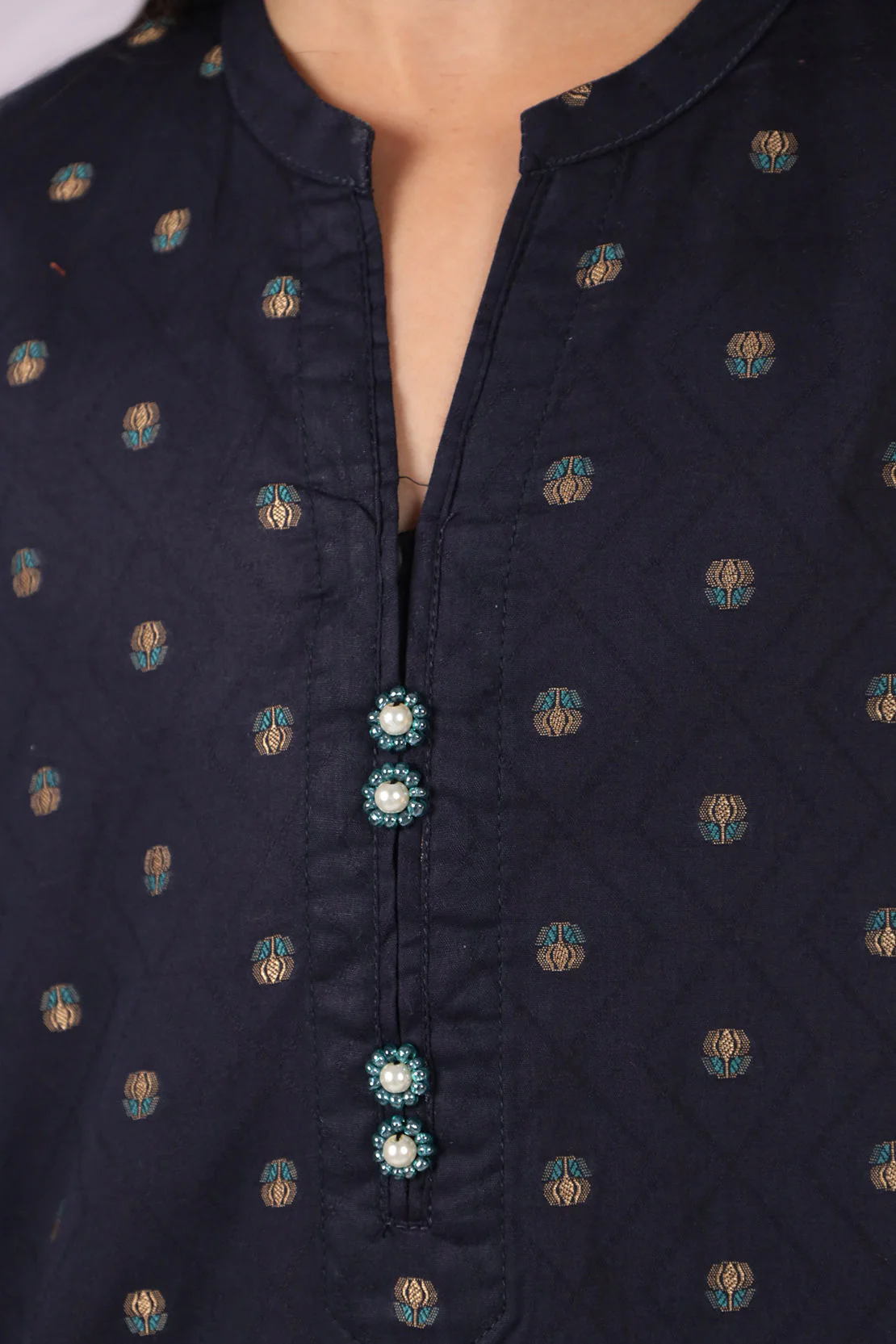 Stitched Cotton Jacquard Shirt/Trouser For Kids - Image 4