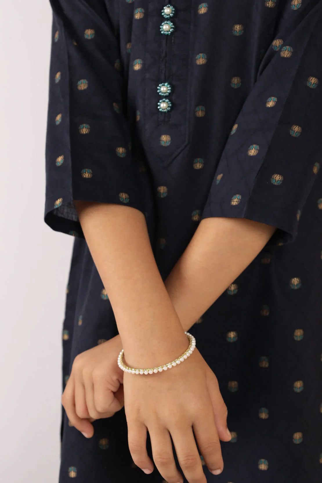 Stitched Cotton Jacquard Shirt/Trouser For Kids - Image 5