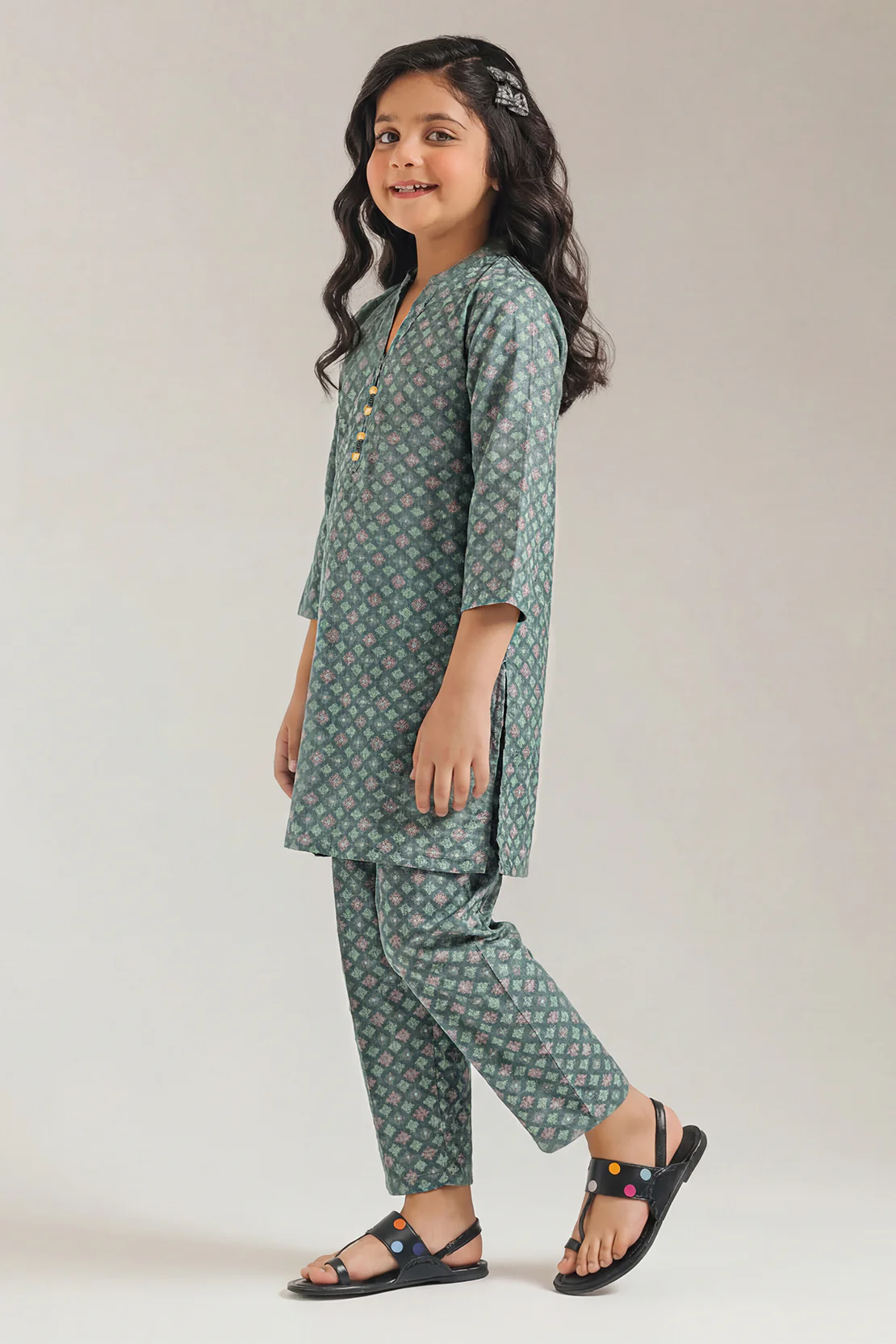 Stitched Cotton Jacquard Shirt/trouser For Kids - Image 2