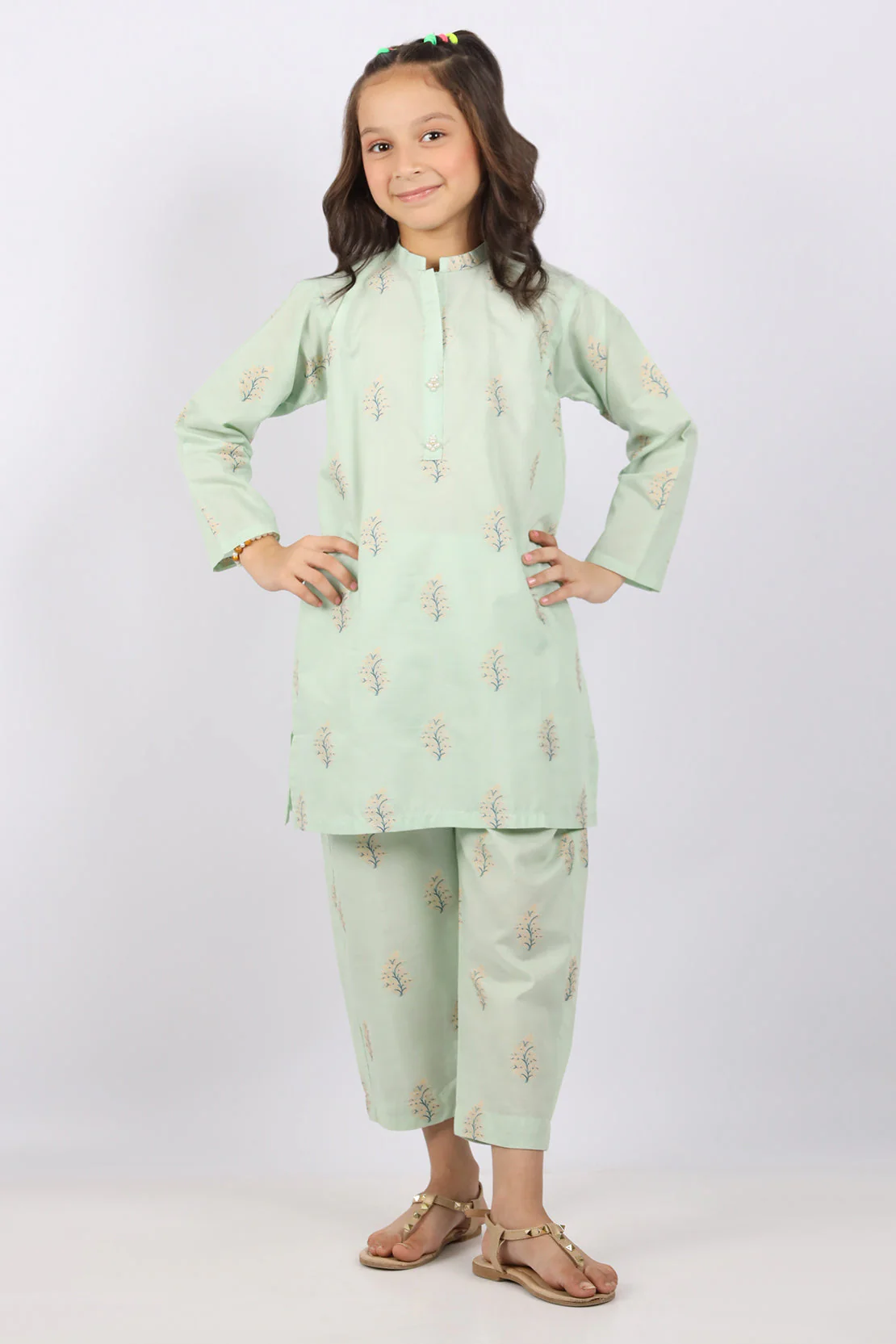 Stitched Cotton Jacquard Shirt/trouser For Kids - Image 2