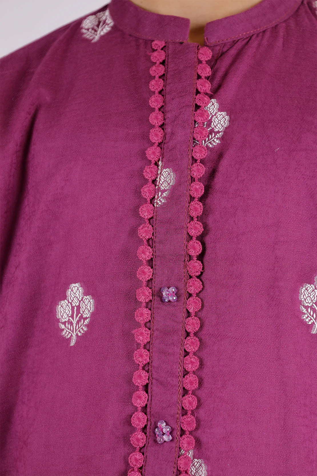 Stitched Cotton Jacquard Shirt/trouser For Kids - Image 3