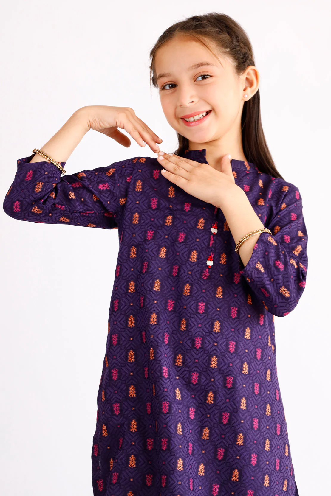 Stitched Cotton Jacquard Shirt/trouser For Kids - Image 3