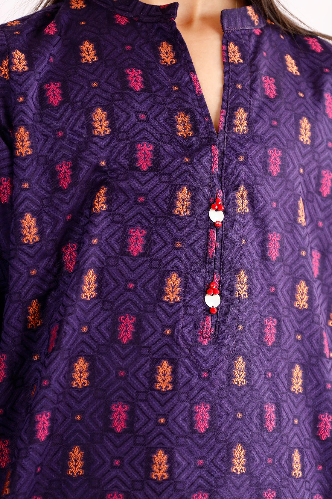 Stitched Cotton Jacquard Shirt/trouser For Kids - Image 4