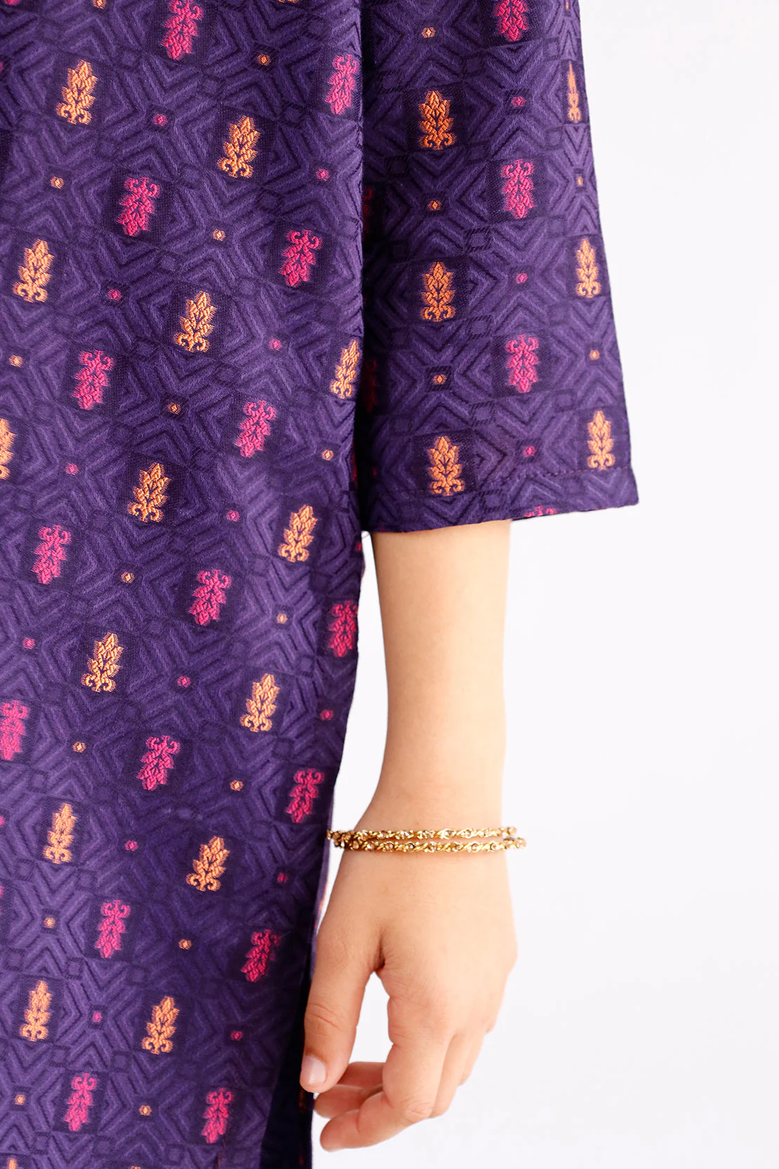 Stitched Cotton Jacquard Shirt/trouser For Kids - Image 5
