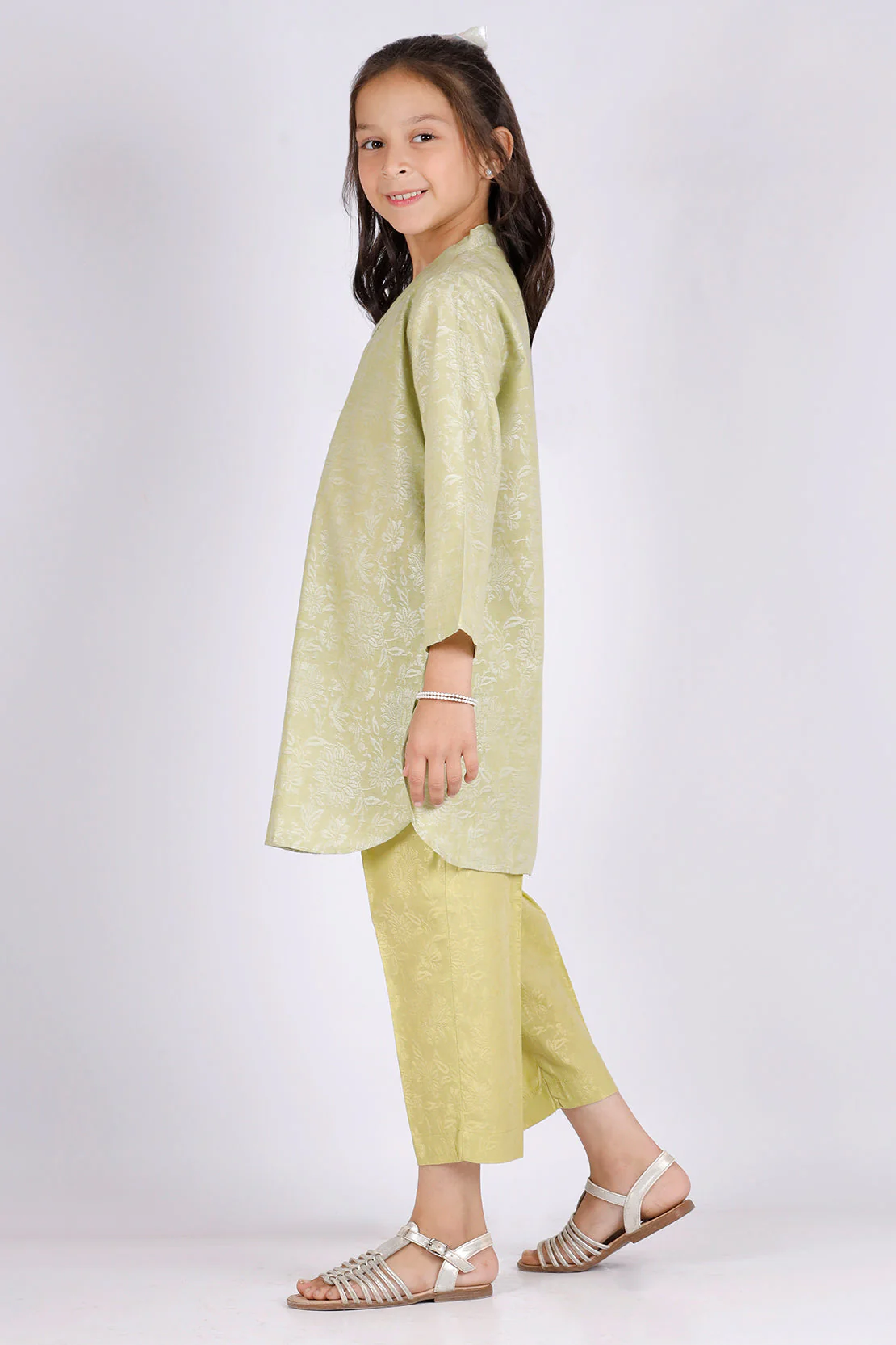 Stitched Cotton Jacquard Shirt/trouser For Kids - Image 3