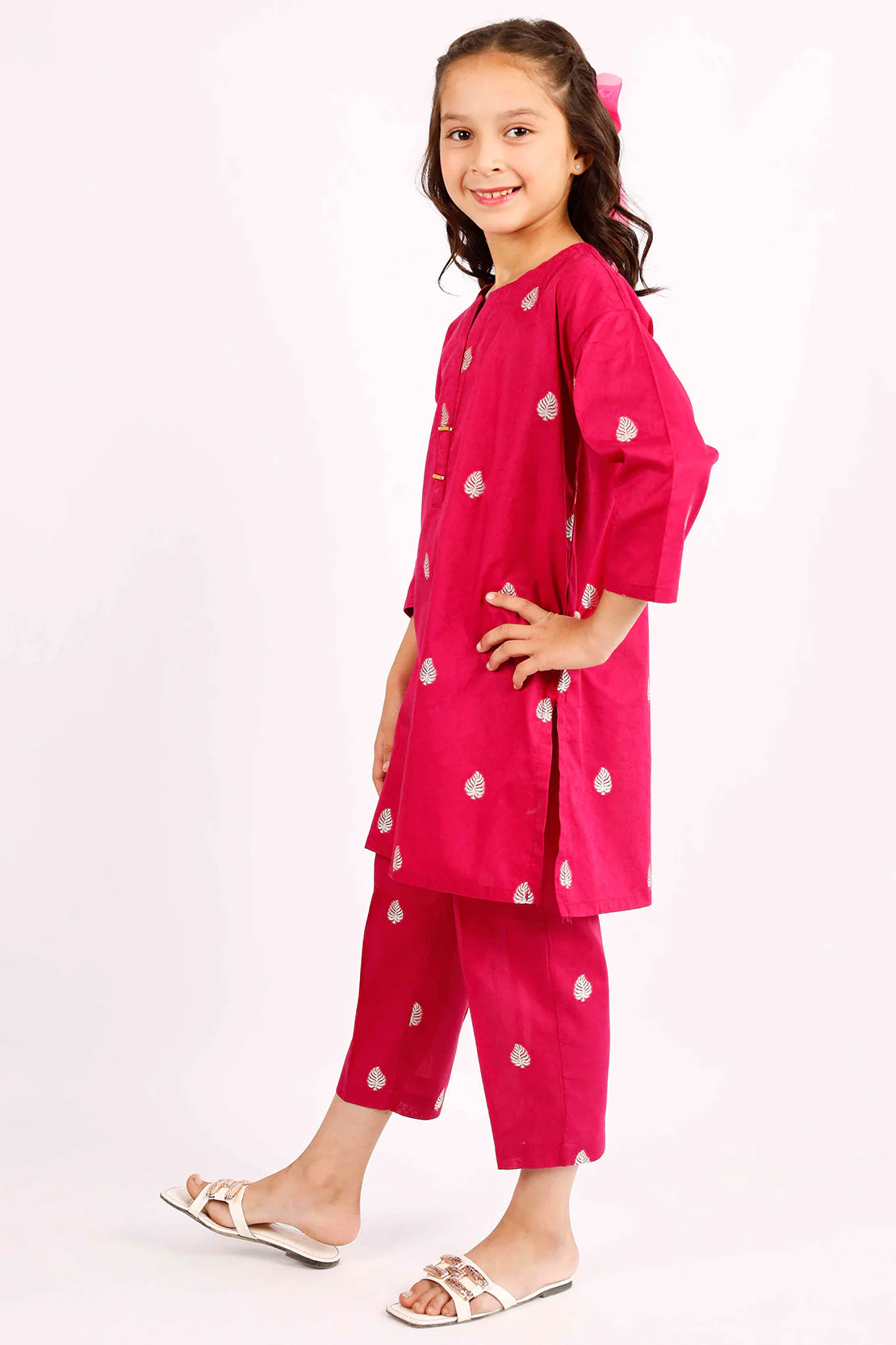 Stitched Cotton Jacquard Shirt/trouser For Kids - Image 5