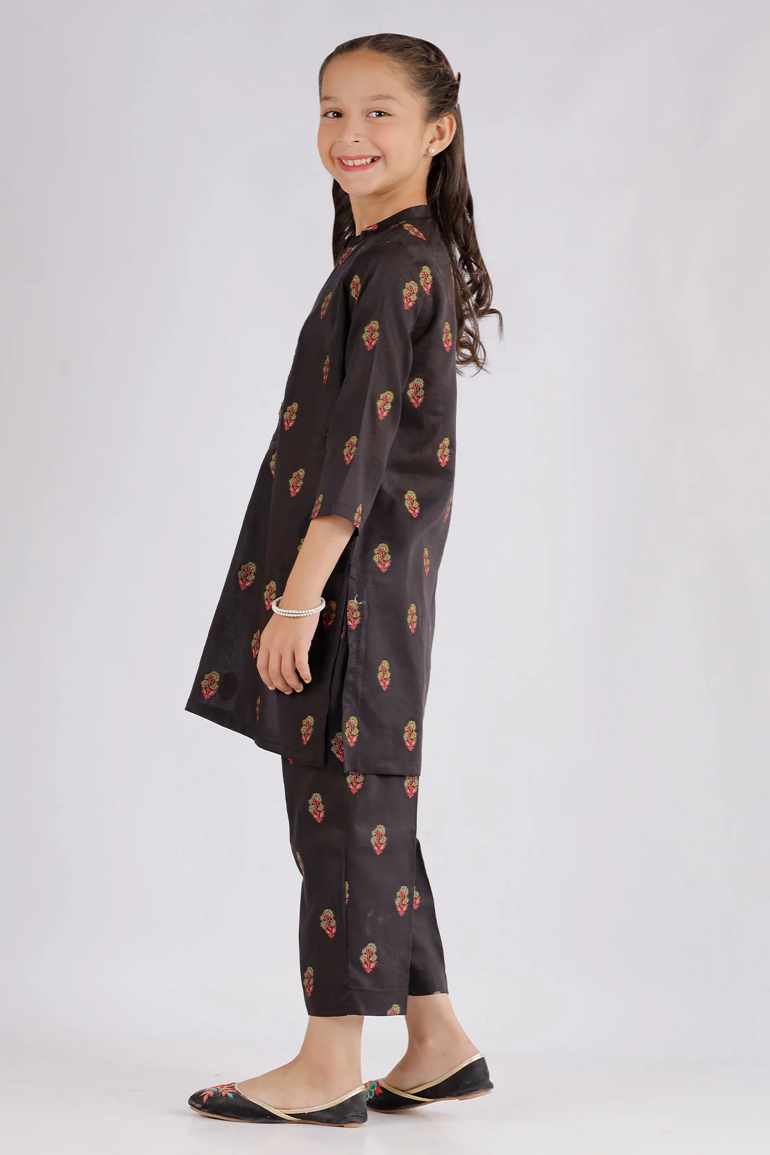 Stitched Cotton Jacquard Shirt/trouser For Kids - Image 3