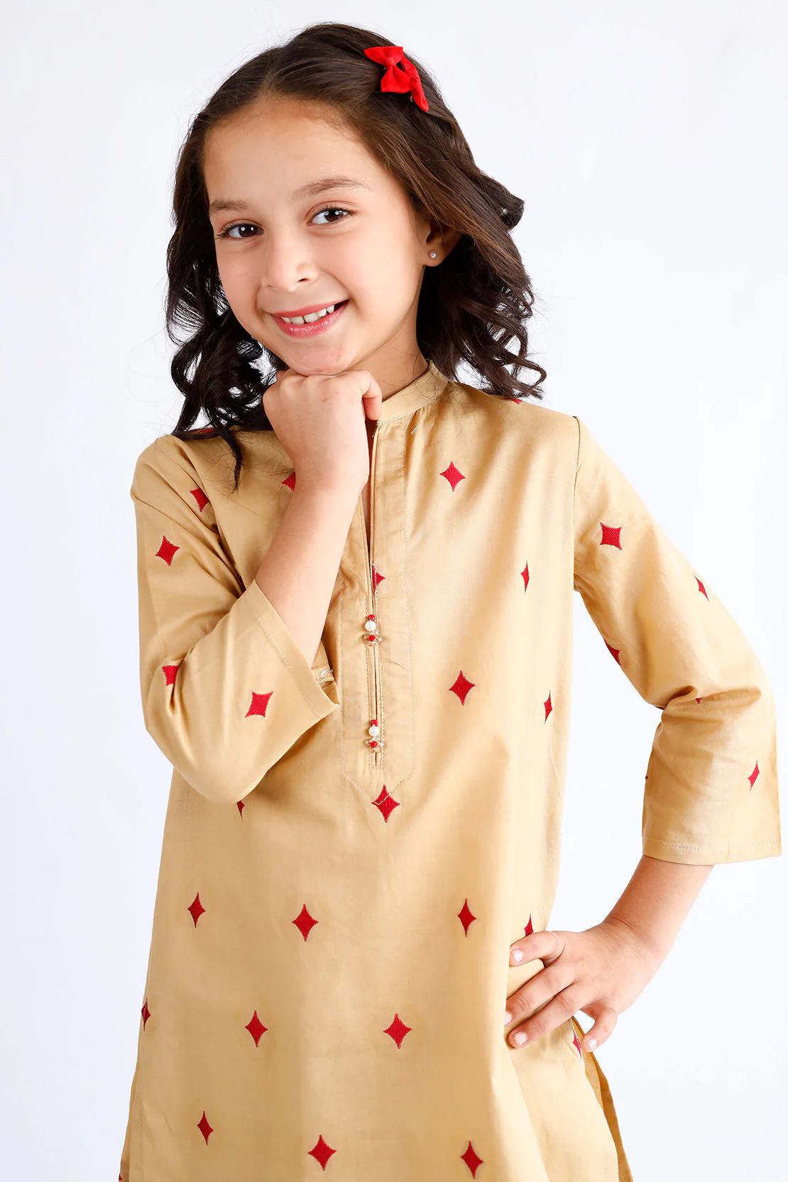 Stitched Cotton Jacquard Shirt/trouser For Kids - Image 2