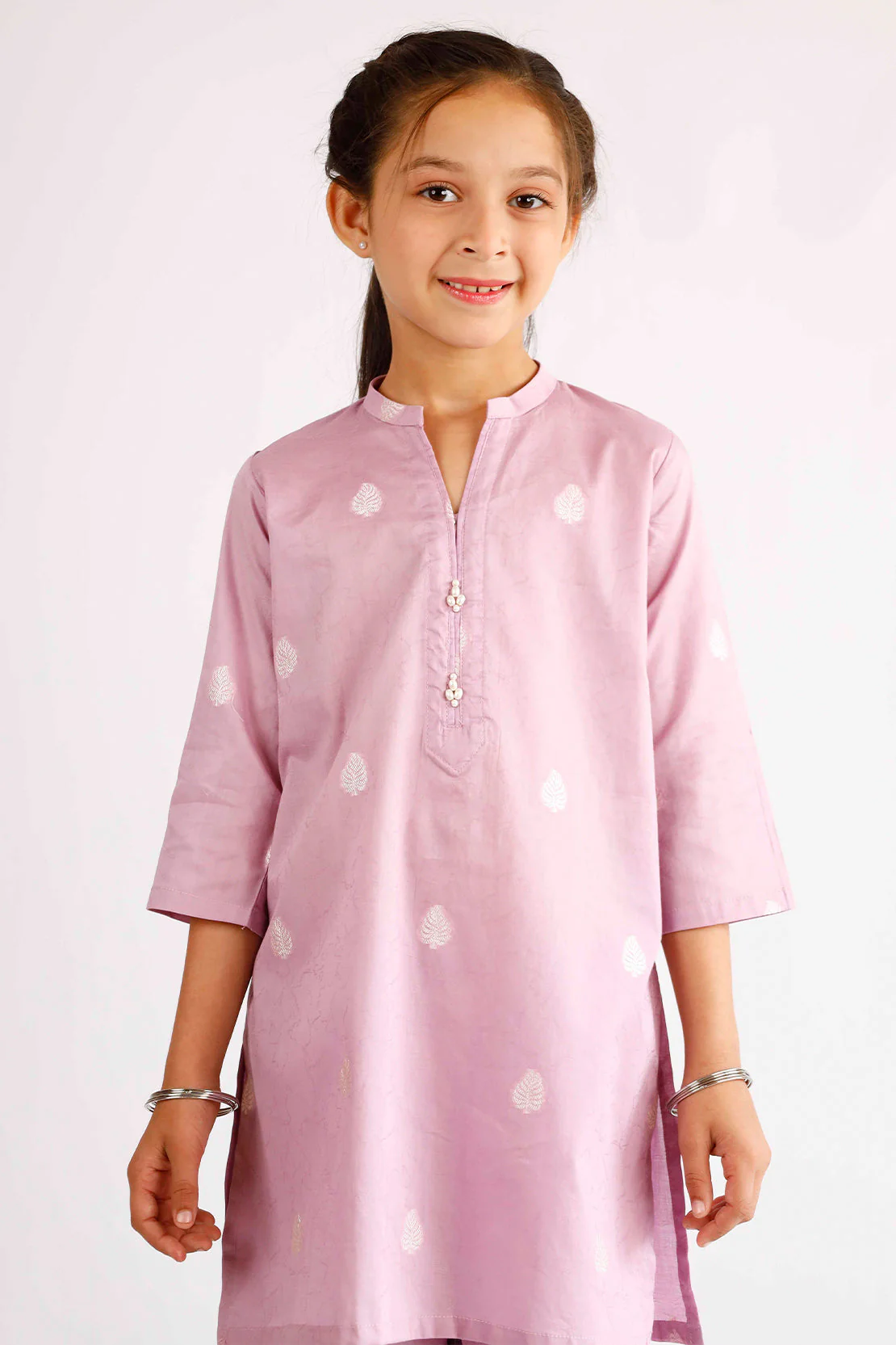 Stitched Cotton Jacquard Shirt/trouser For Kids - Image 3