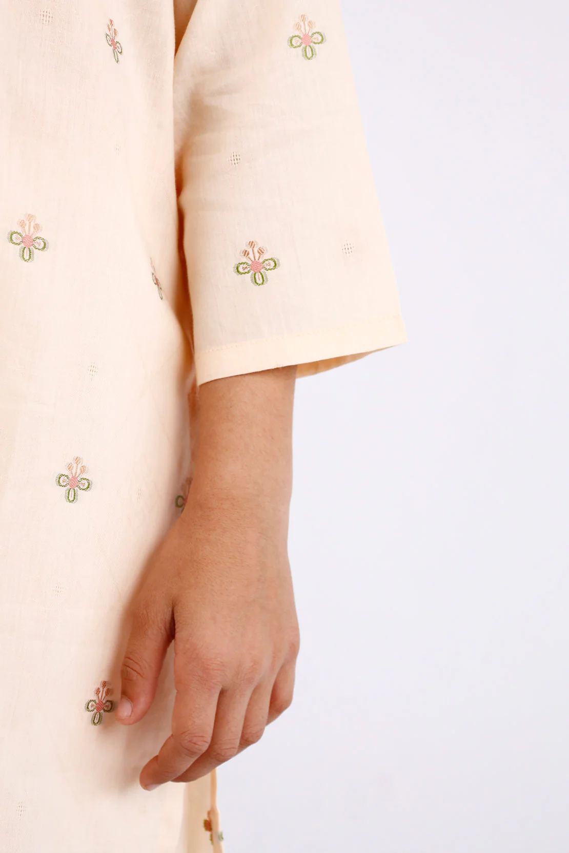 Stitched Cotton Jacquard Shirt/Trouser For Kids - Image 5