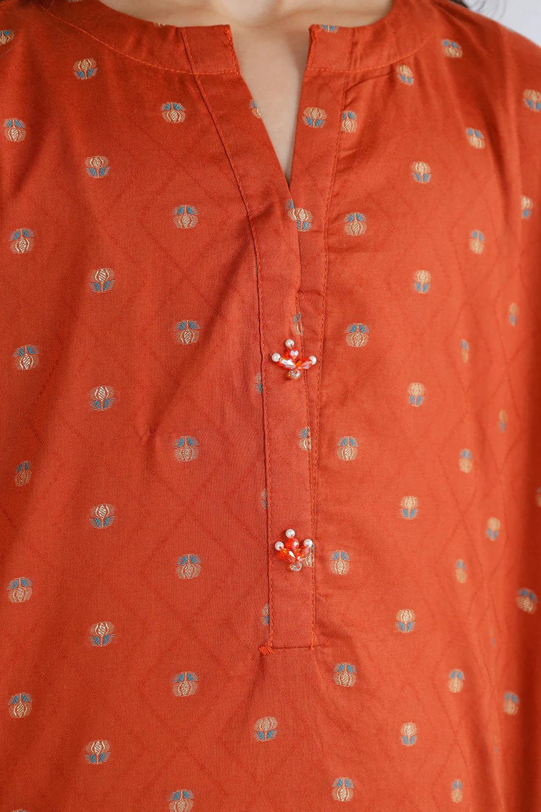 Stitched Cotton Jacquard Shirt/Trouser For Kids - Image 4
