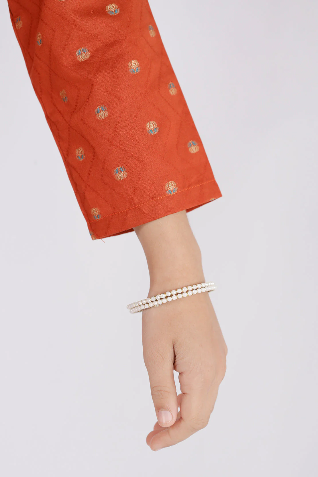 Stitched Cotton Jacquard Shirt/Trouser For Kids - Image 5