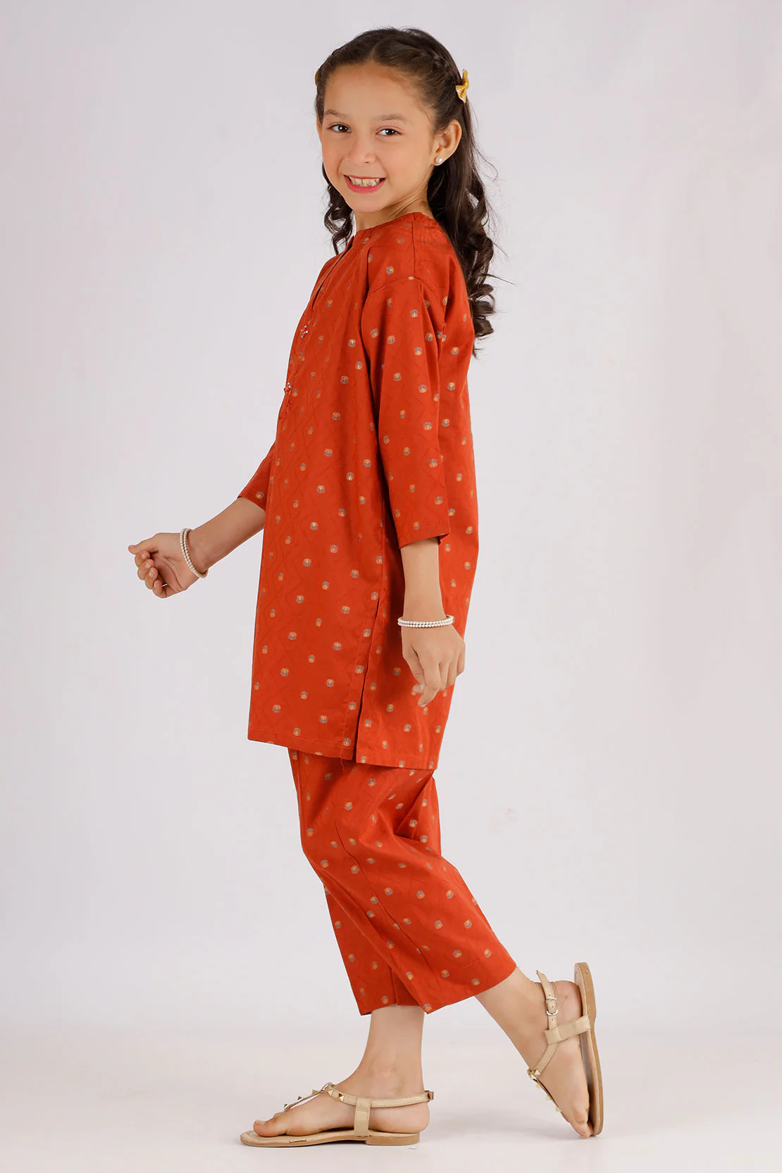 Stitched Cotton Jacquard Shirt/Trouser For Kids - Image 7