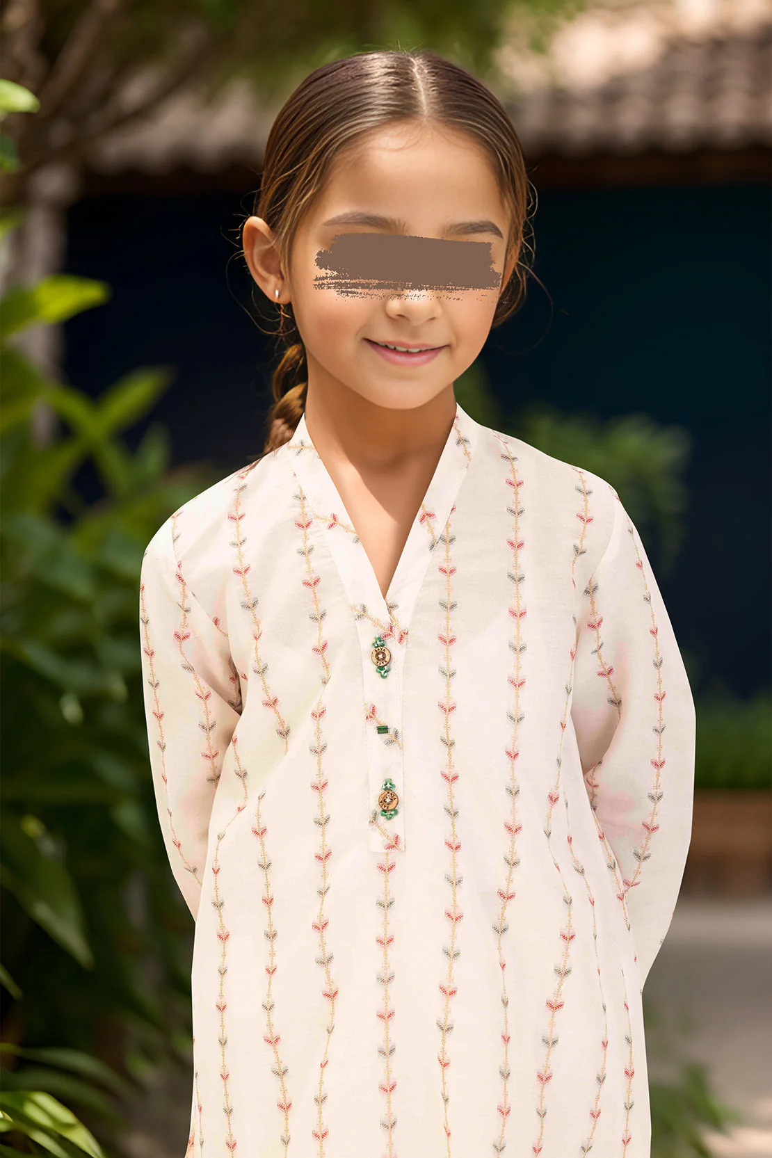Stitched Cotton Jacquard Shirt/trouser For Kids - Image 2