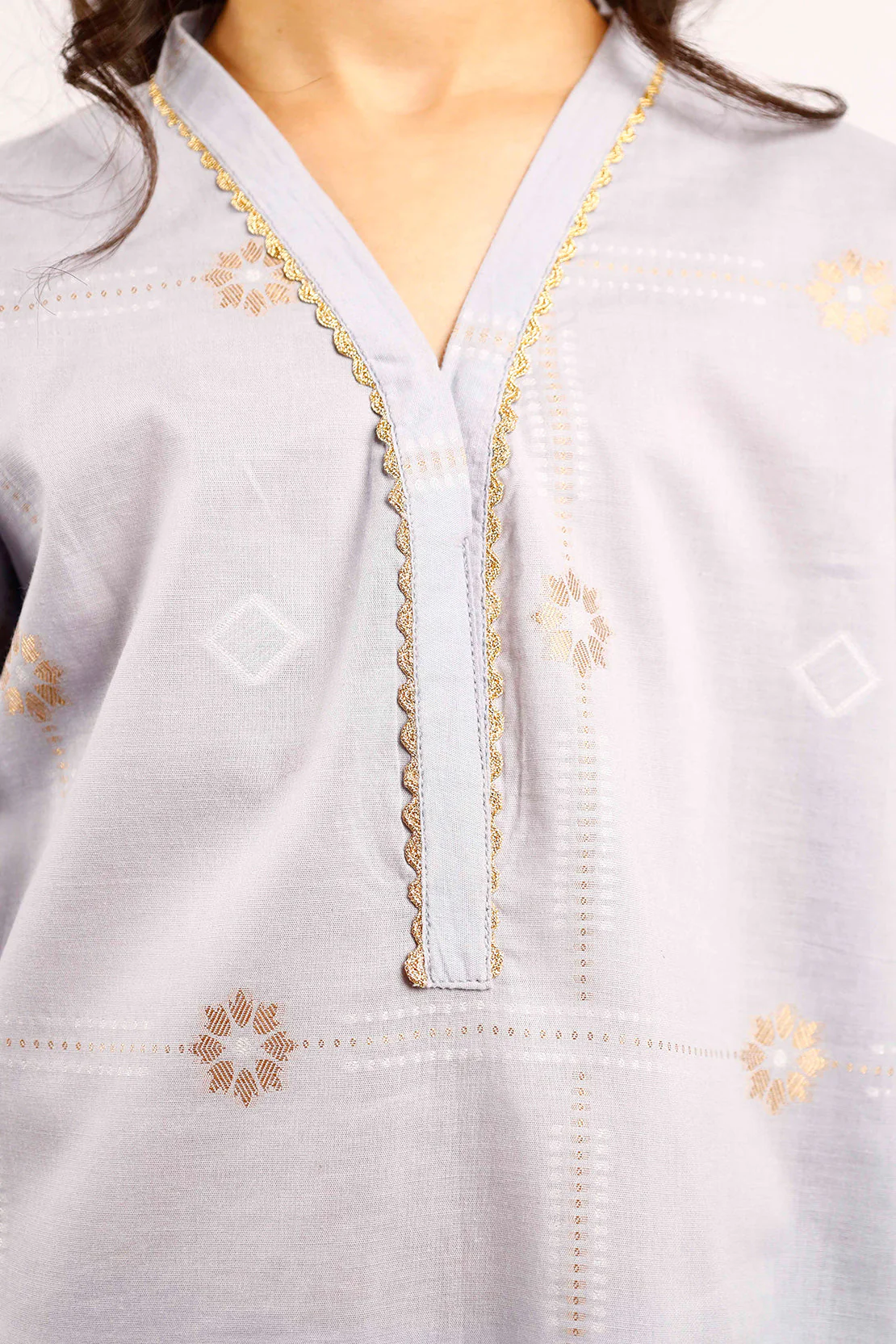 Stitched Cotton Jacquard Shirt/trouser For Kids - Image 2