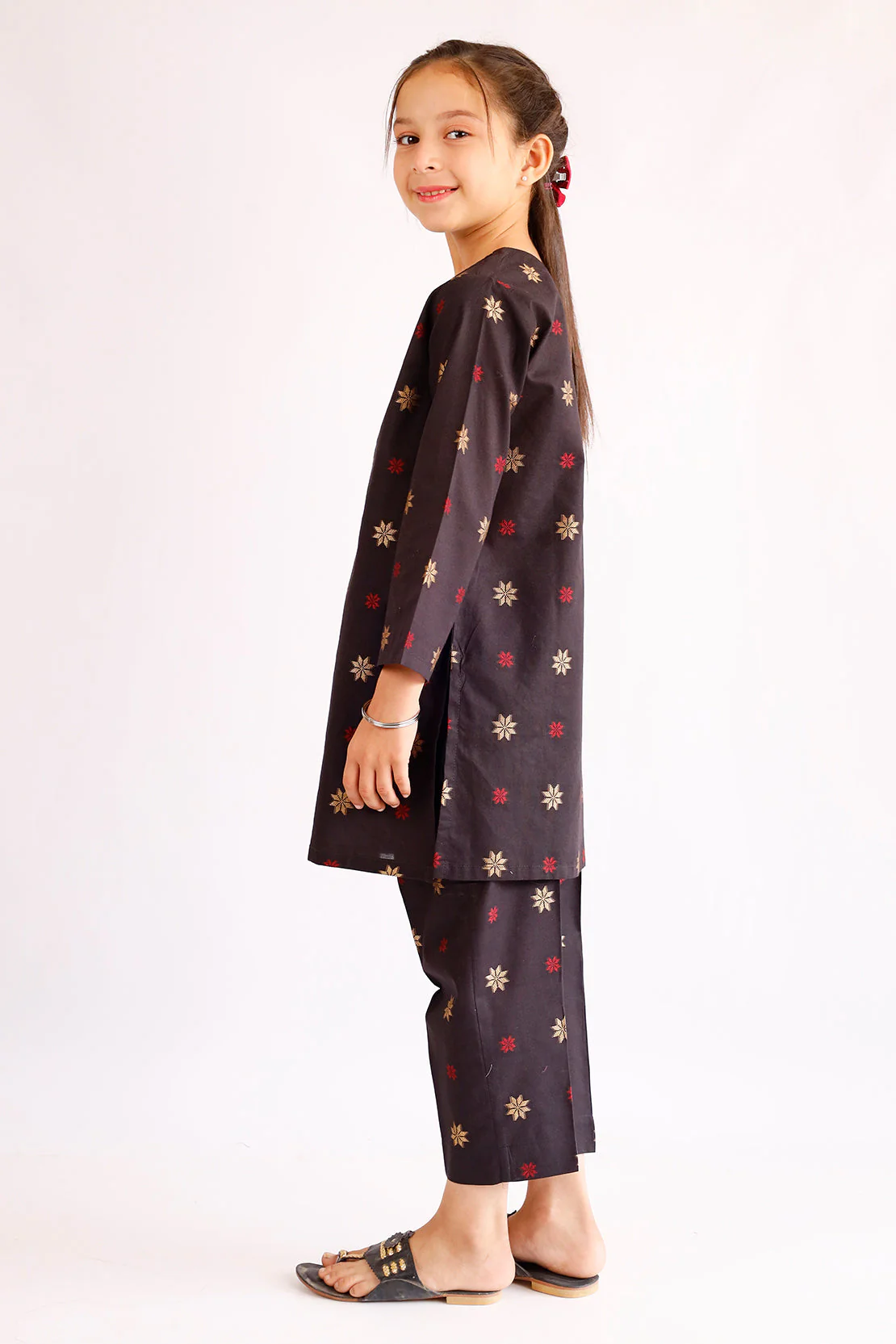 Stitched Cotton Jacquard Shirt/trouser For Kids - Image 2