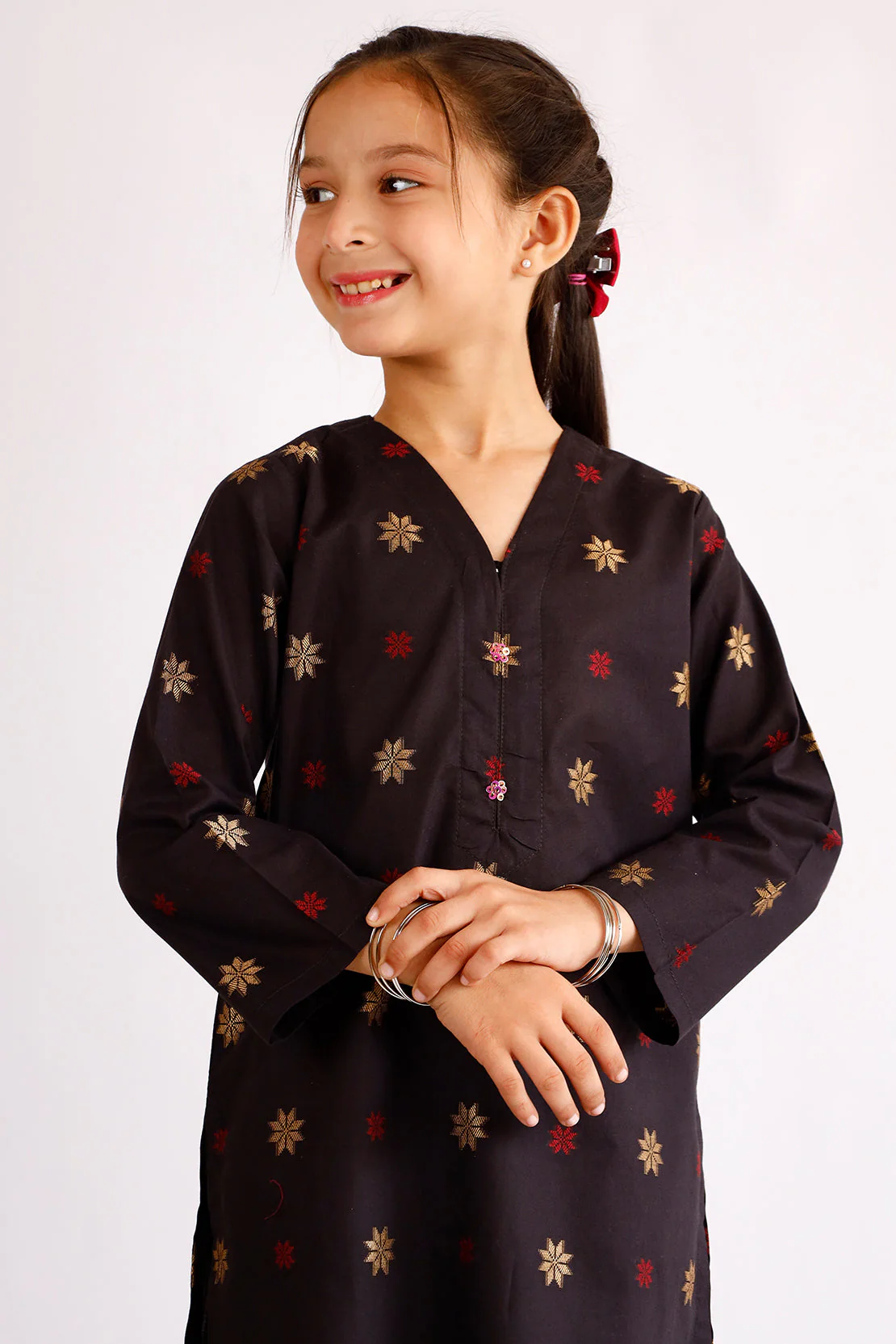 Stitched Cotton Jacquard Shirt/trouser For Kids - Image 3