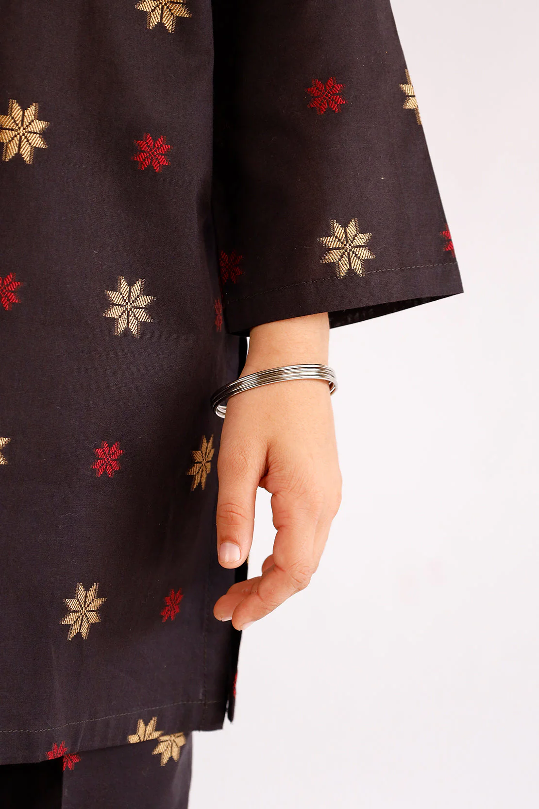 Stitched Cotton Jacquard Shirt/trouser For Kids - Image 5