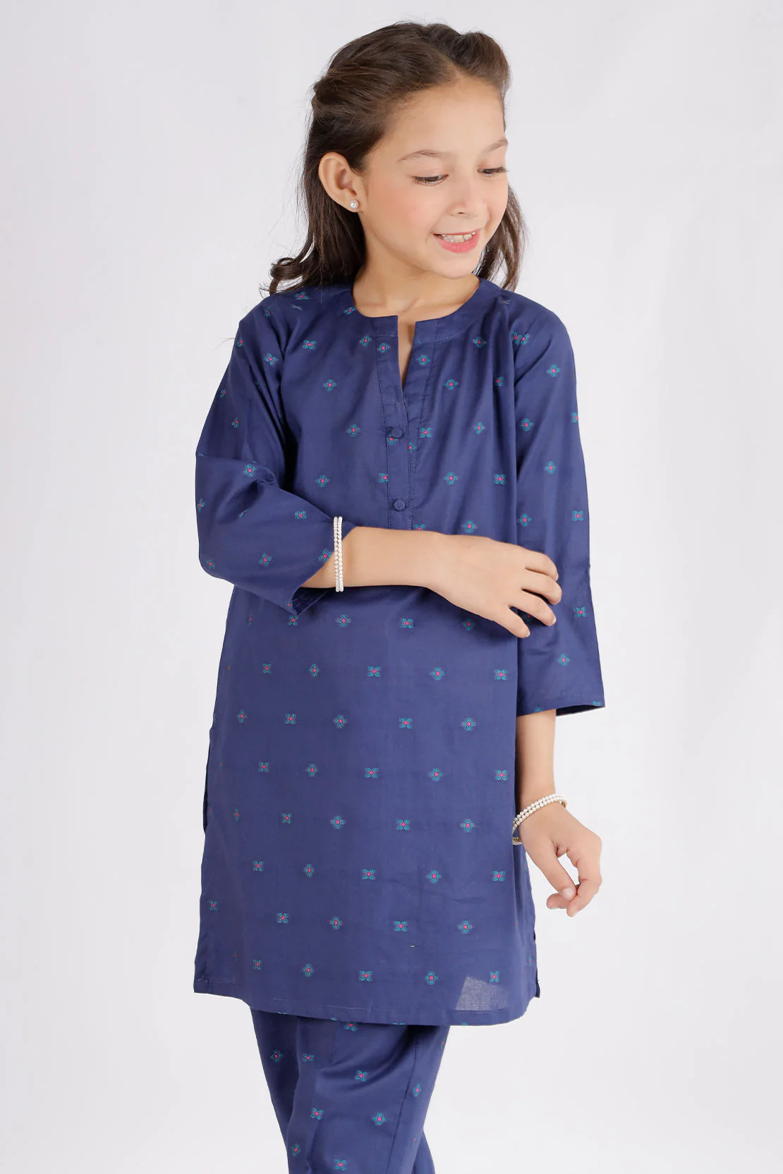 Stitched Cotton Jacquard Shirt/trouser For Kids - Image 3