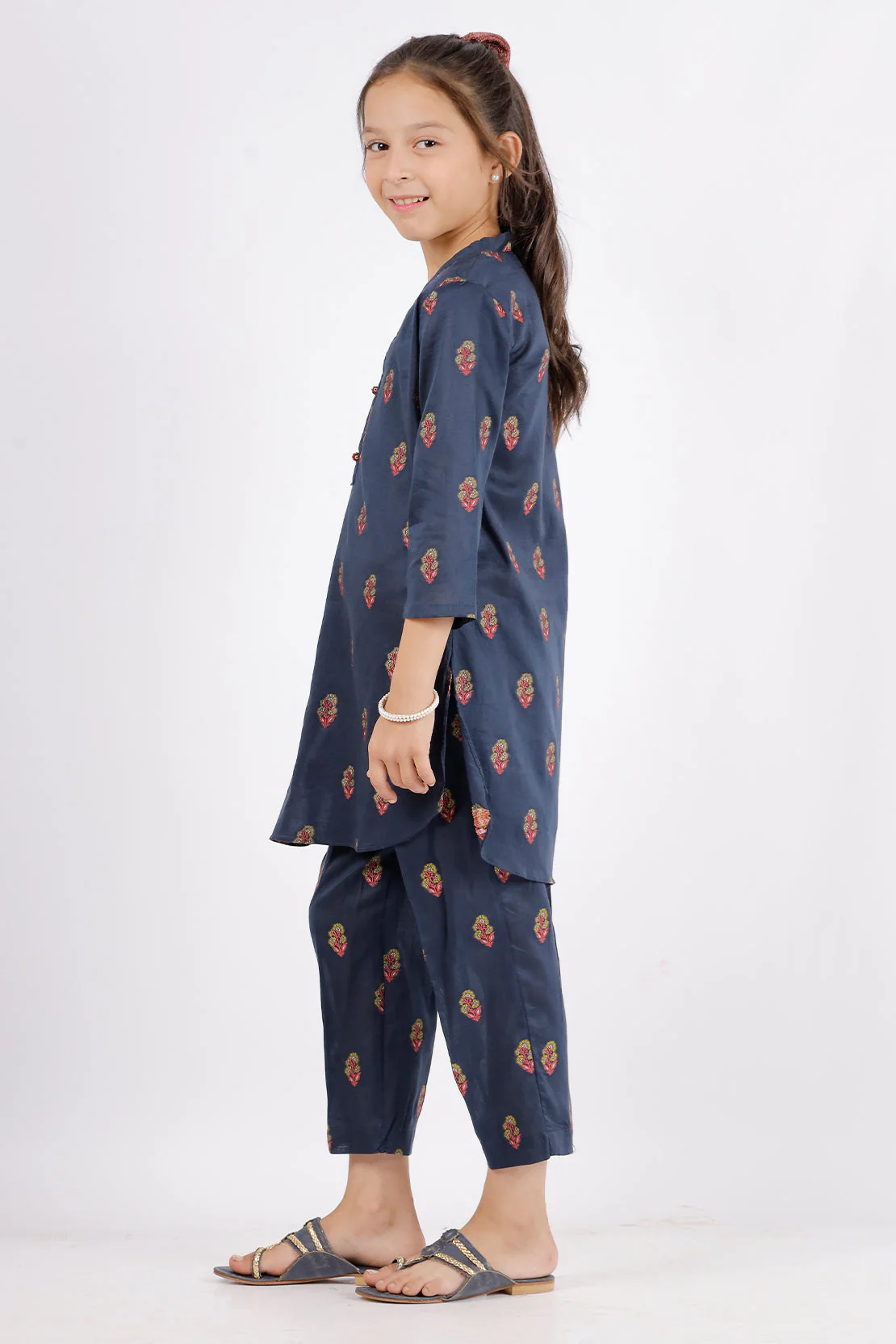 Stitched Cotton Jacquard Shirt/trouser For Kids - Image 2