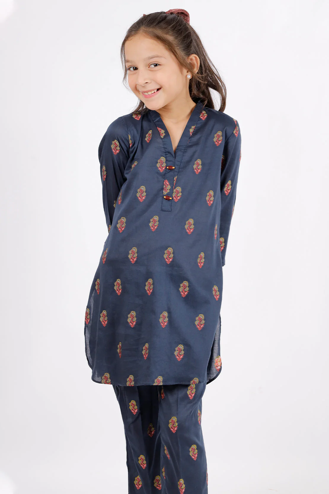 Stitched Cotton Jacquard Shirt/trouser For Kids - Image 3