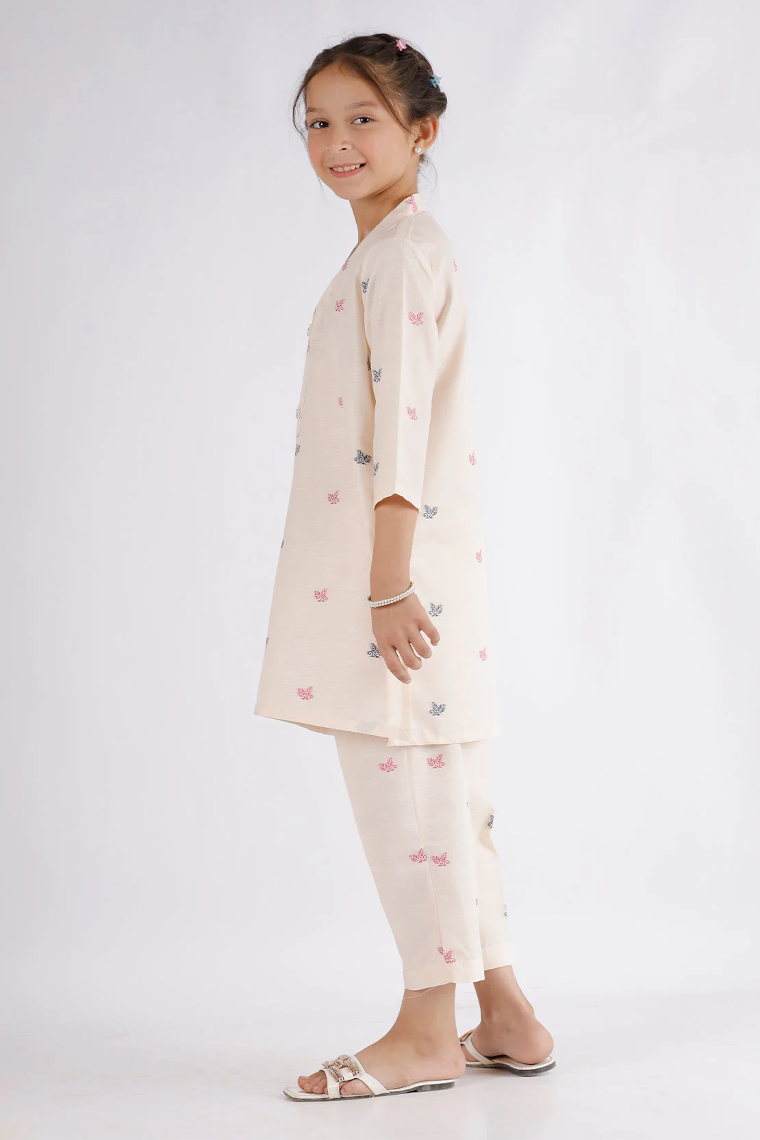Stitched Cotton Jacquard Shirt/trouser For Kids - Image 2