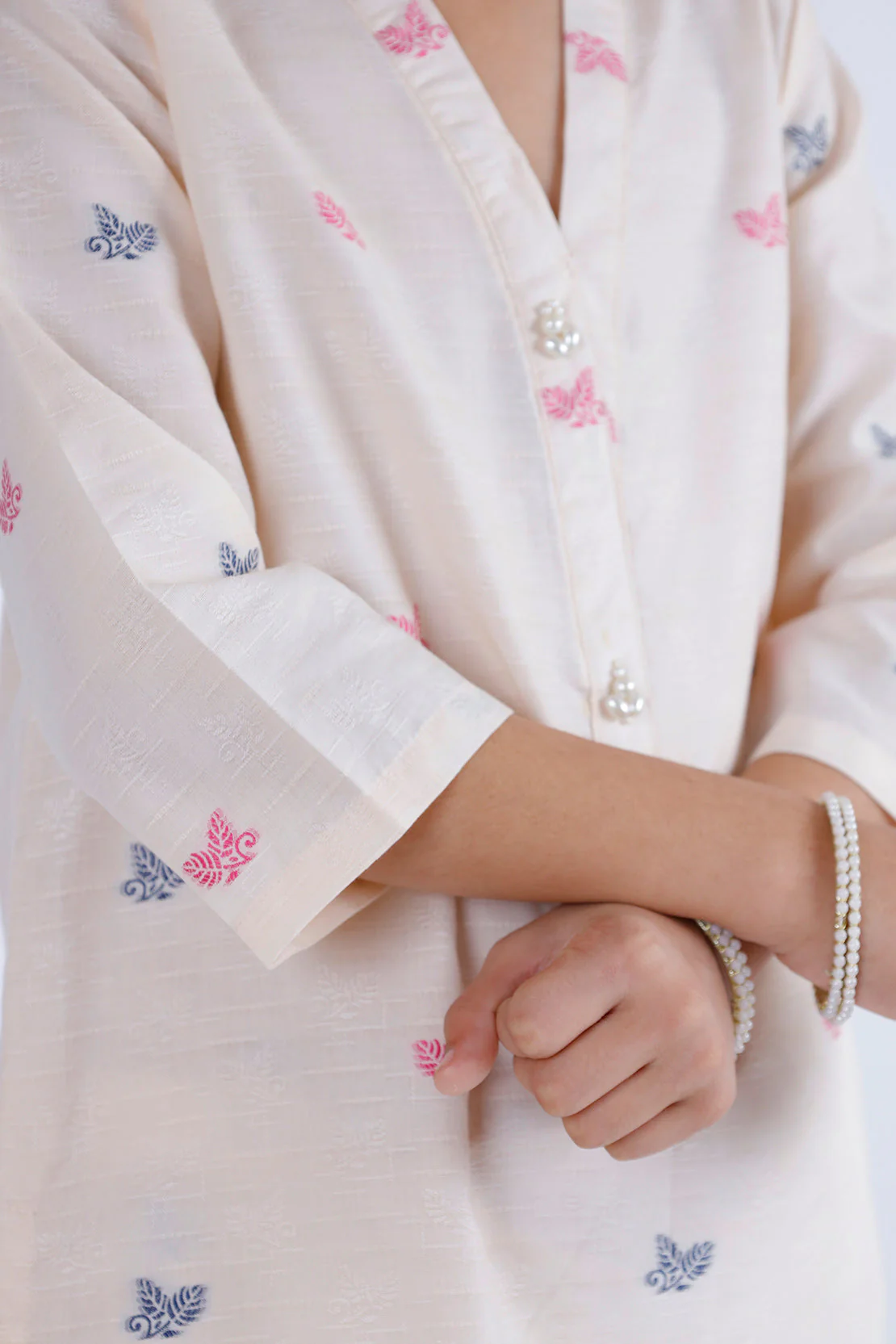 Stitched Cotton Jacquard Shirt/trouser For Kids - Image 5