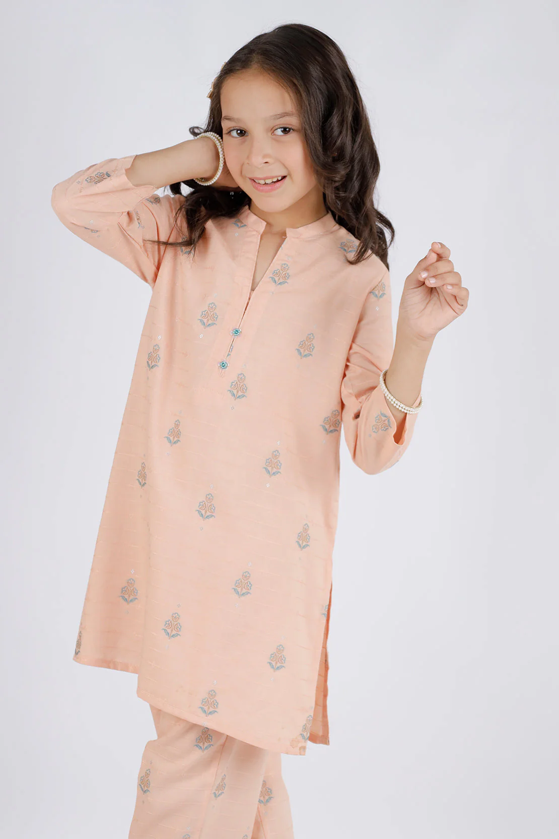 Stitched Cotton Jacquard Shirt/trouser For Kids - Image 4