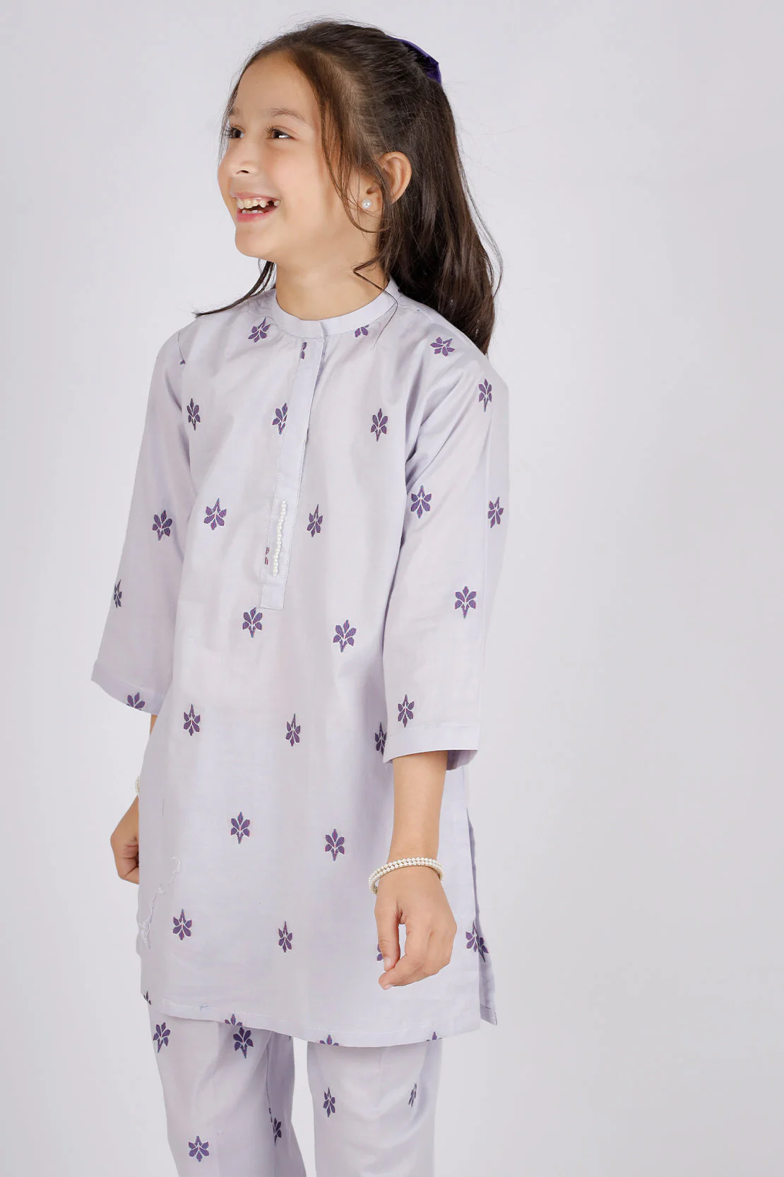 Stitched Cotton Jacquard Shirt/trouser For Kids - Image 2