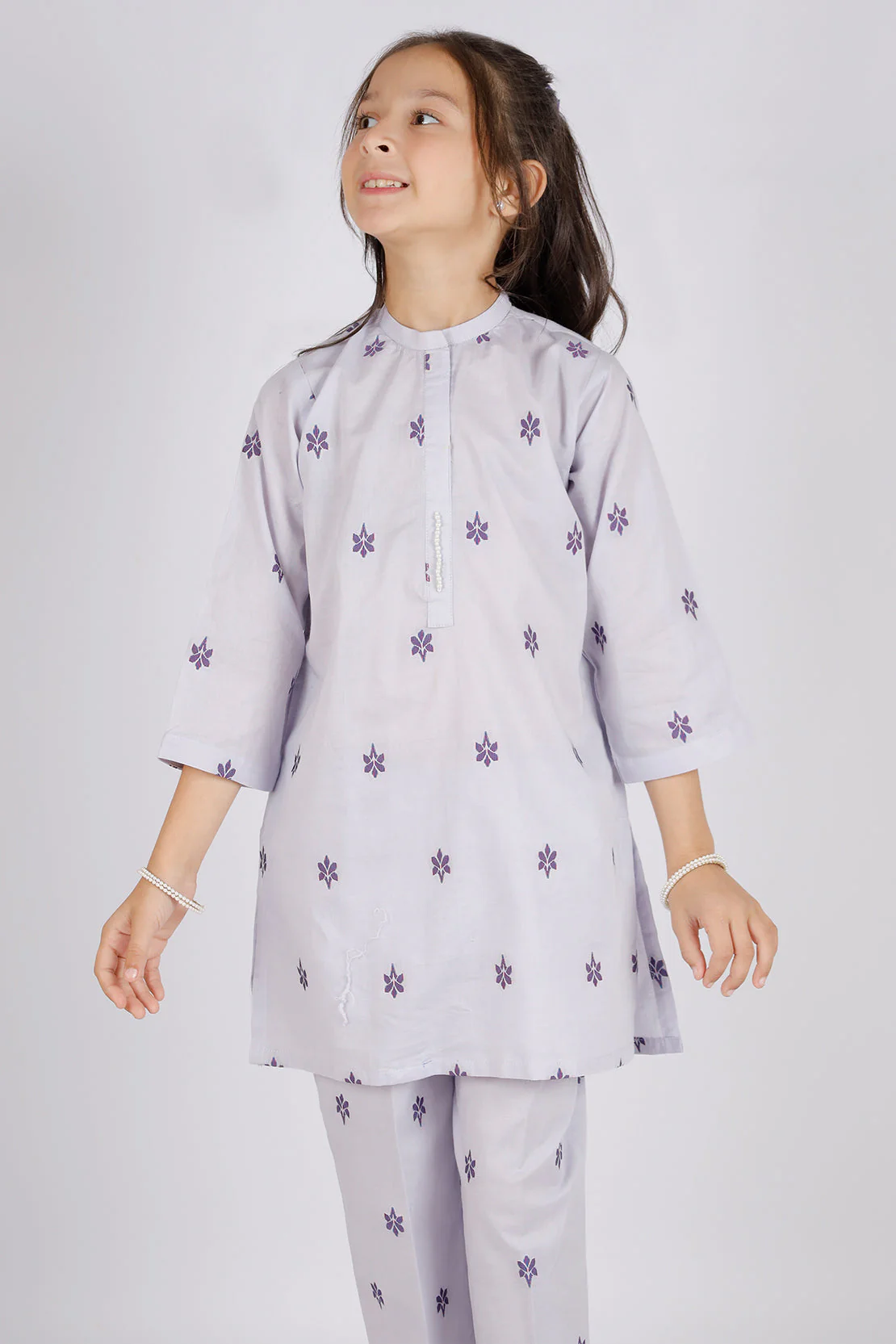 Stitched Cotton Jacquard Shirt/trouser For Kids - Image 3